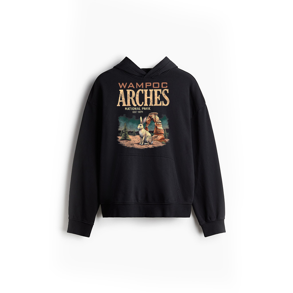 Arches NP Rabbit Vintage National Park Utah Red Rock Hiking Hoodie