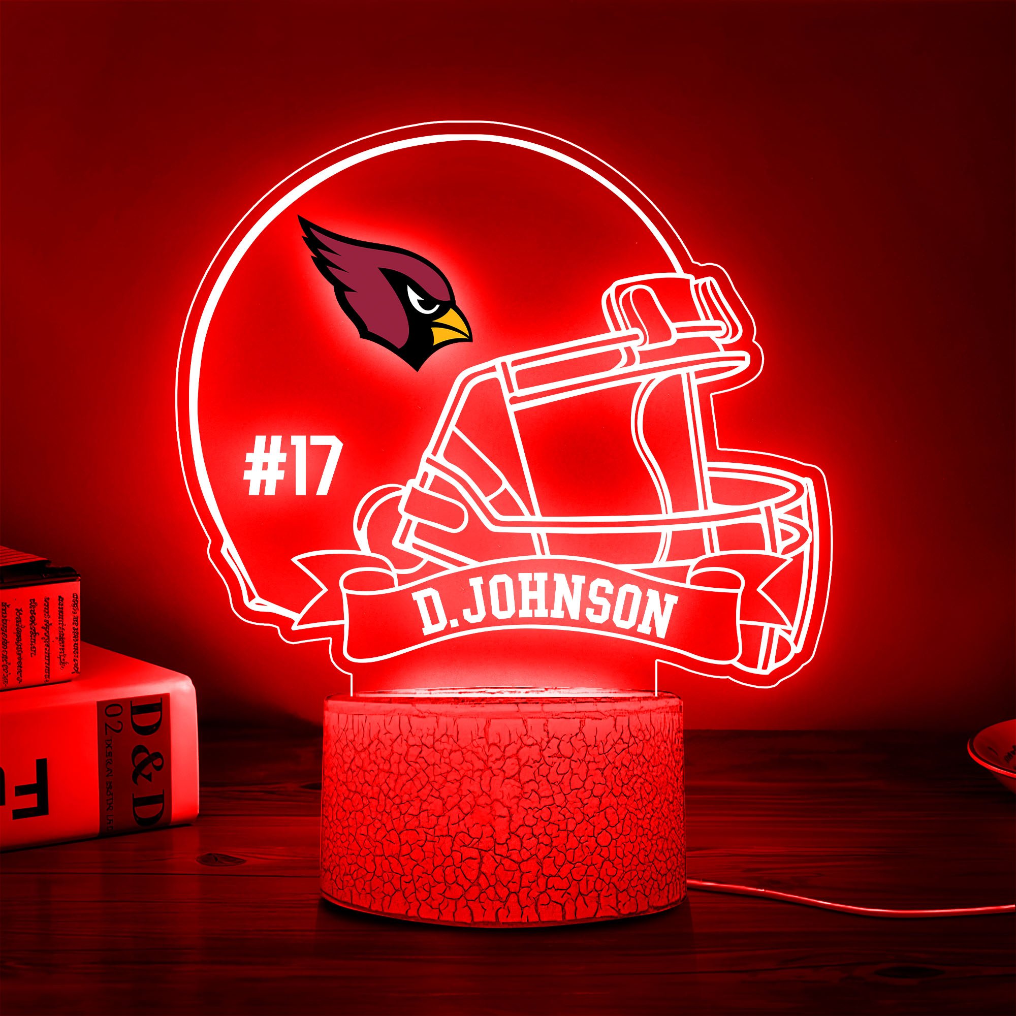 Arizona Cardinals 3D Led Lamp Custom Name And Number, Sport Lamp, Home Decor 
