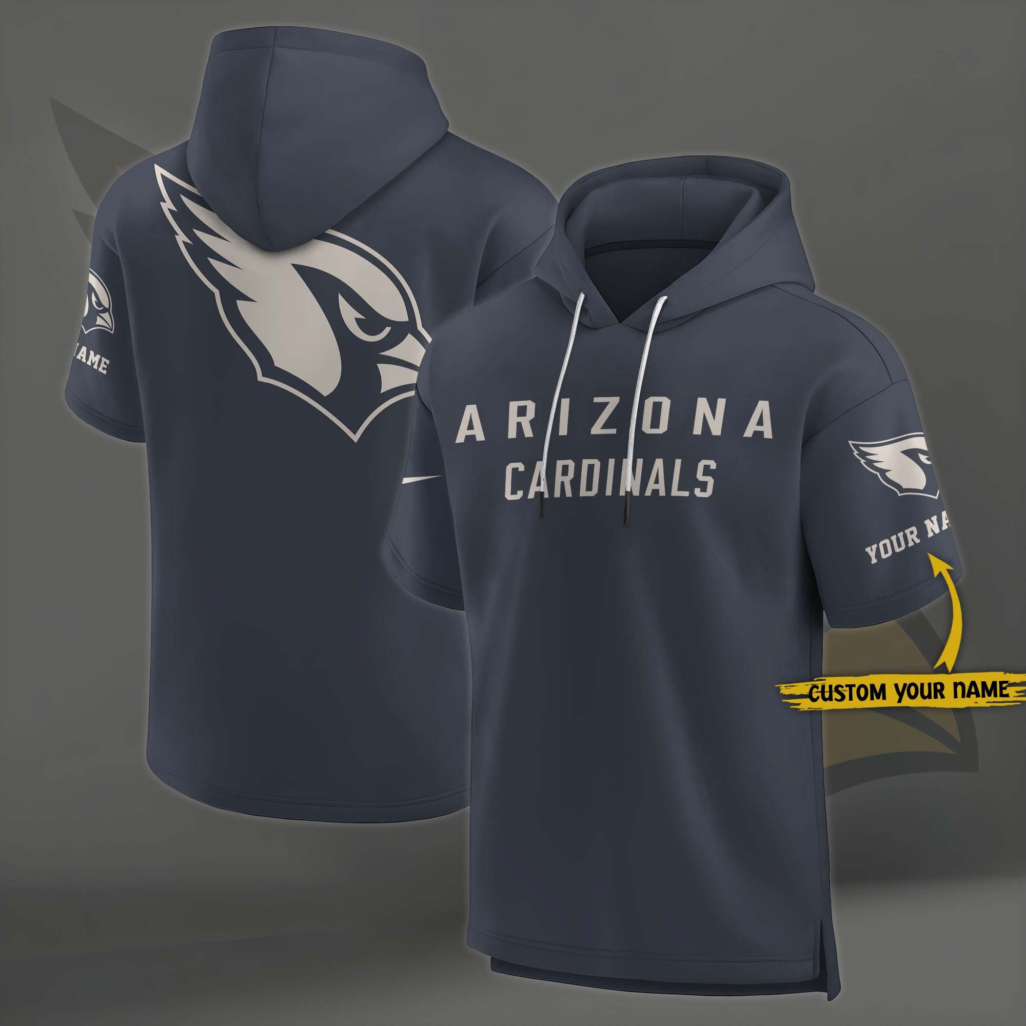 Arizona Cardinals Elements Future Ground Lettering Short Sleeve Pullover Hoodie Custom Name, Gifts For Football Lovers EHIVM 03051158