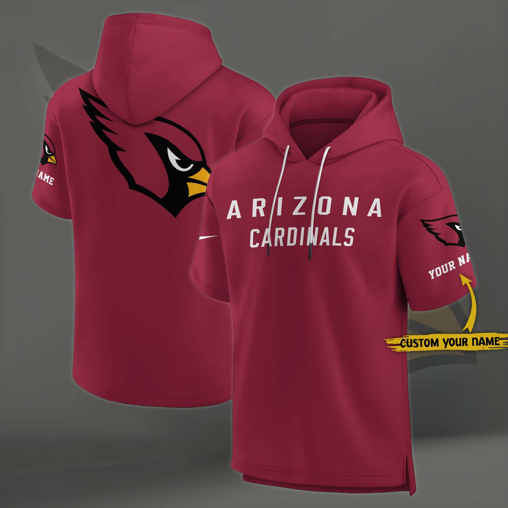 Arizona Cardinals Elements Future Ground Lettering Short Sleeve Pullover Hoodie Custom Name, Gifts For Football Lovers EHIVM 03121220