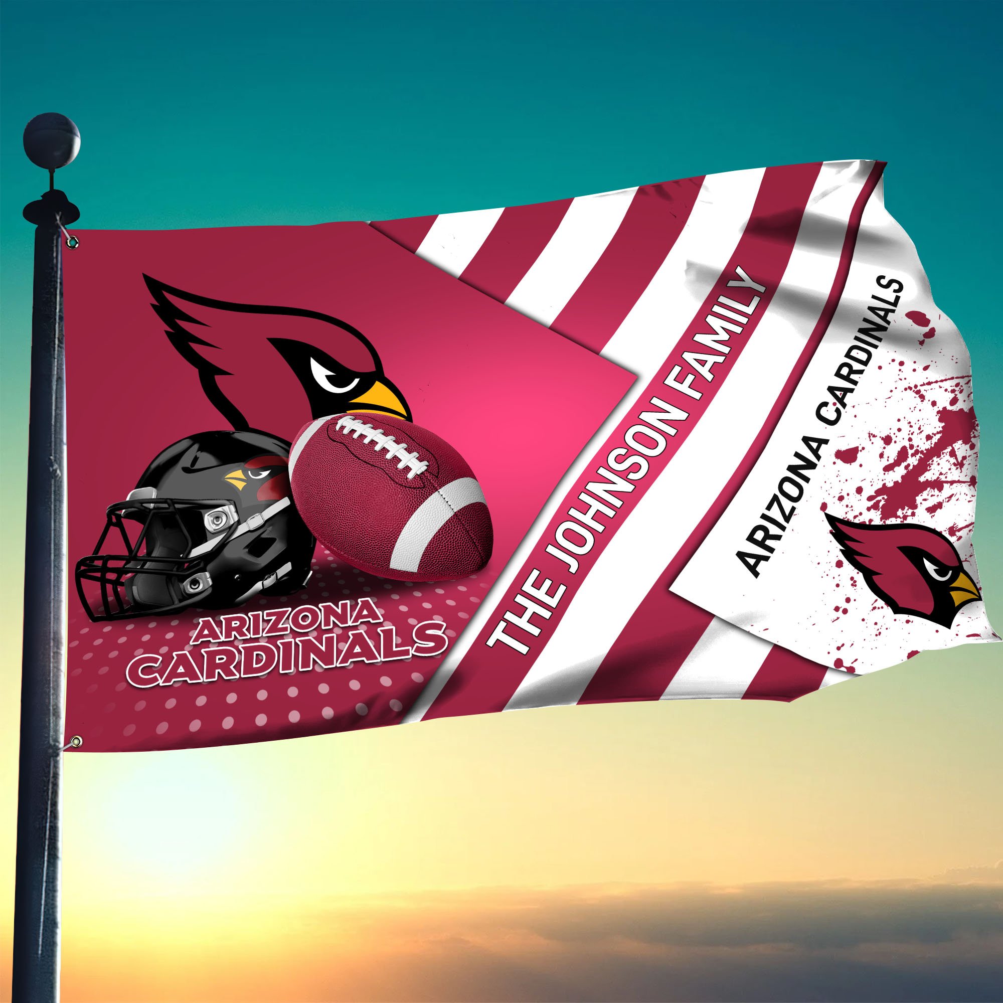 Arizona Cardinals Flag 3X5ft 4X6ft Custom Your Family Name, Sport Team Flag, Sport Gifts
