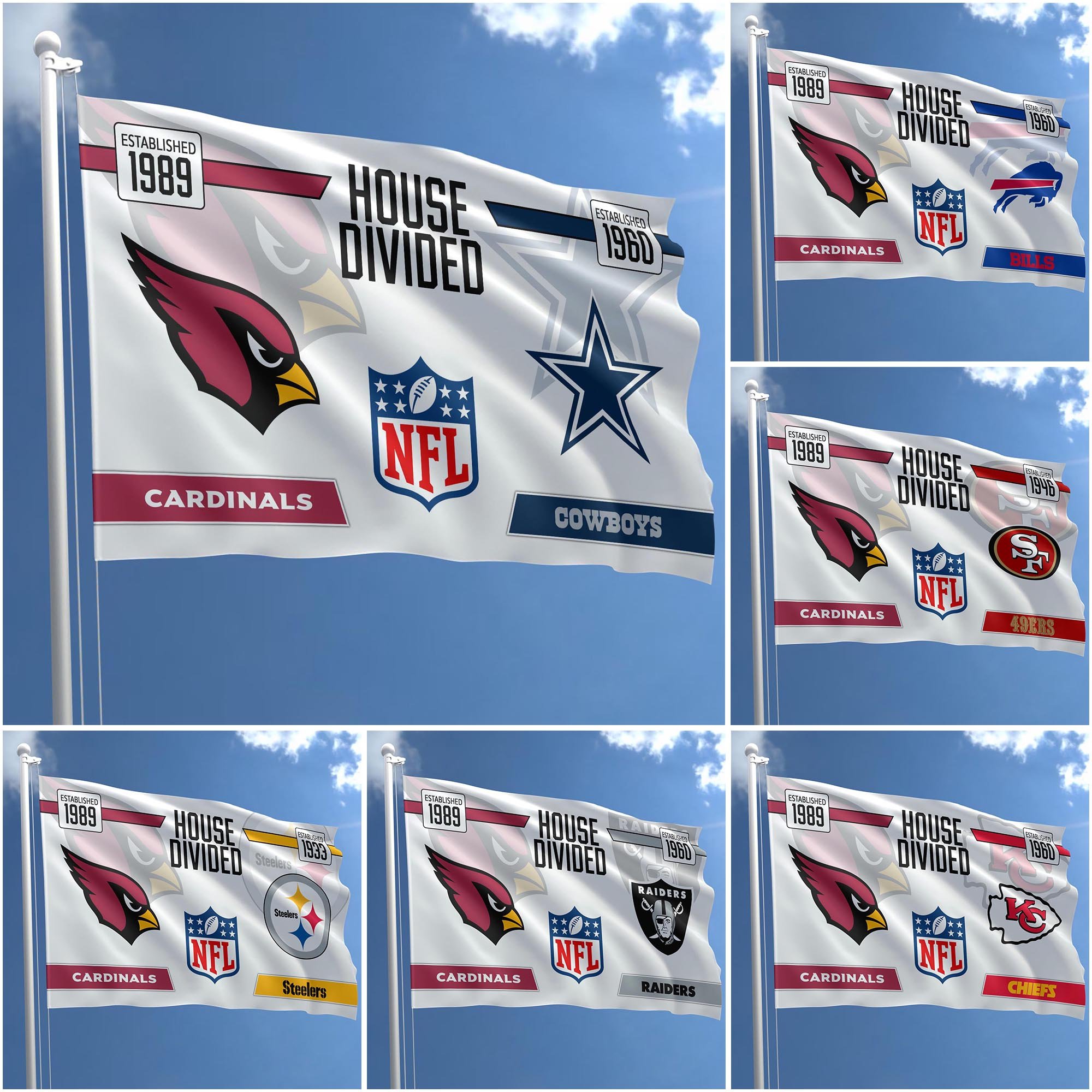Arizona Cardinals Flag 3X5ft Choose Any Team, House Divided Flag, Home Decors