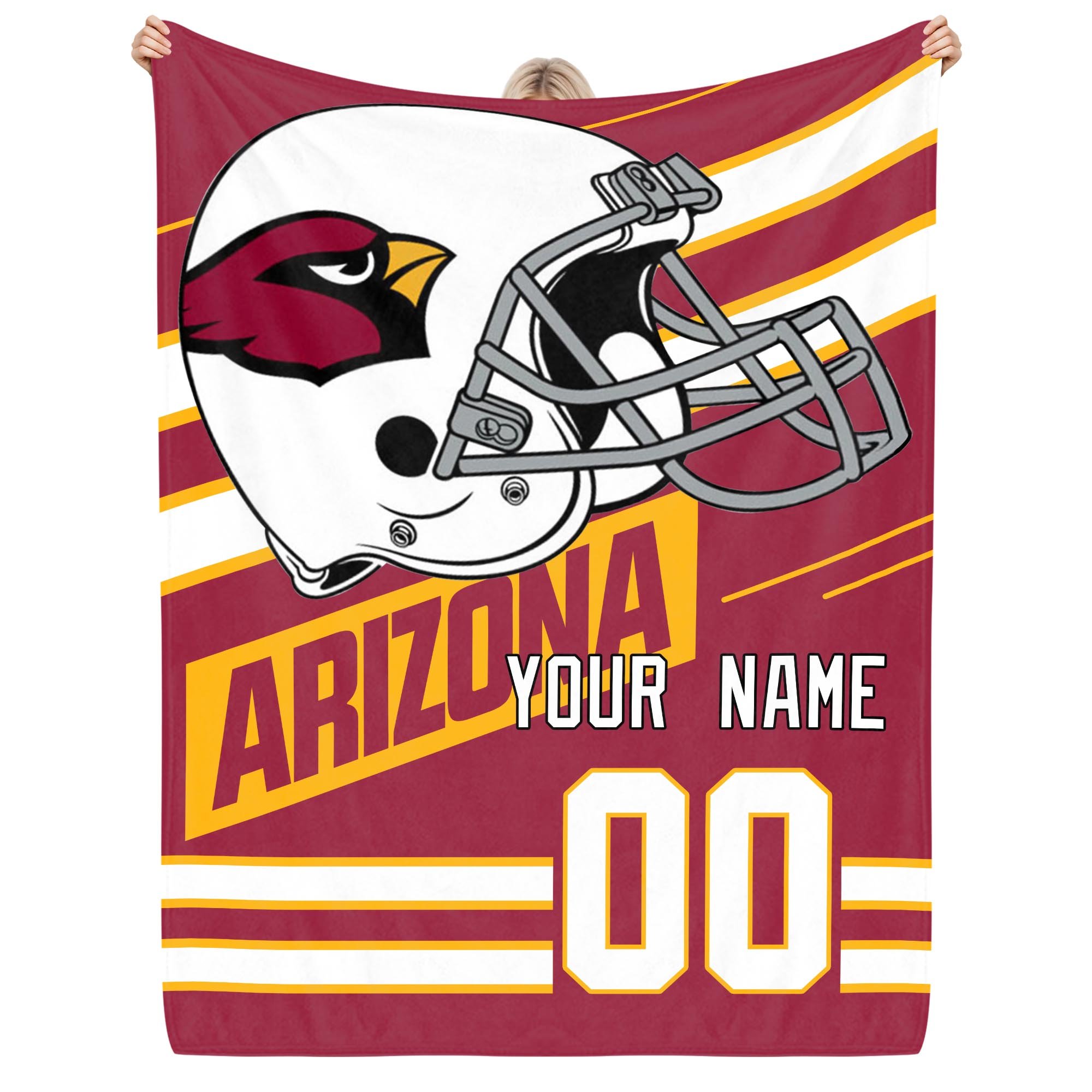 Arizona Cardinals Fleece Blanket Custom Name And Number, Sport Blanket For Fans