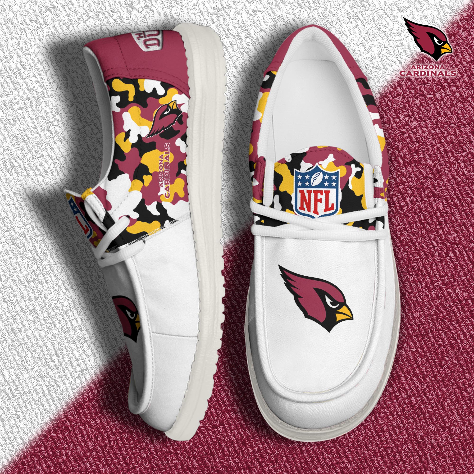 Arizona Cardinals Football Hey Dude Canvas Loafer Shoes Custom Your Name, Sport Shoes For Fan, Fan Gifts