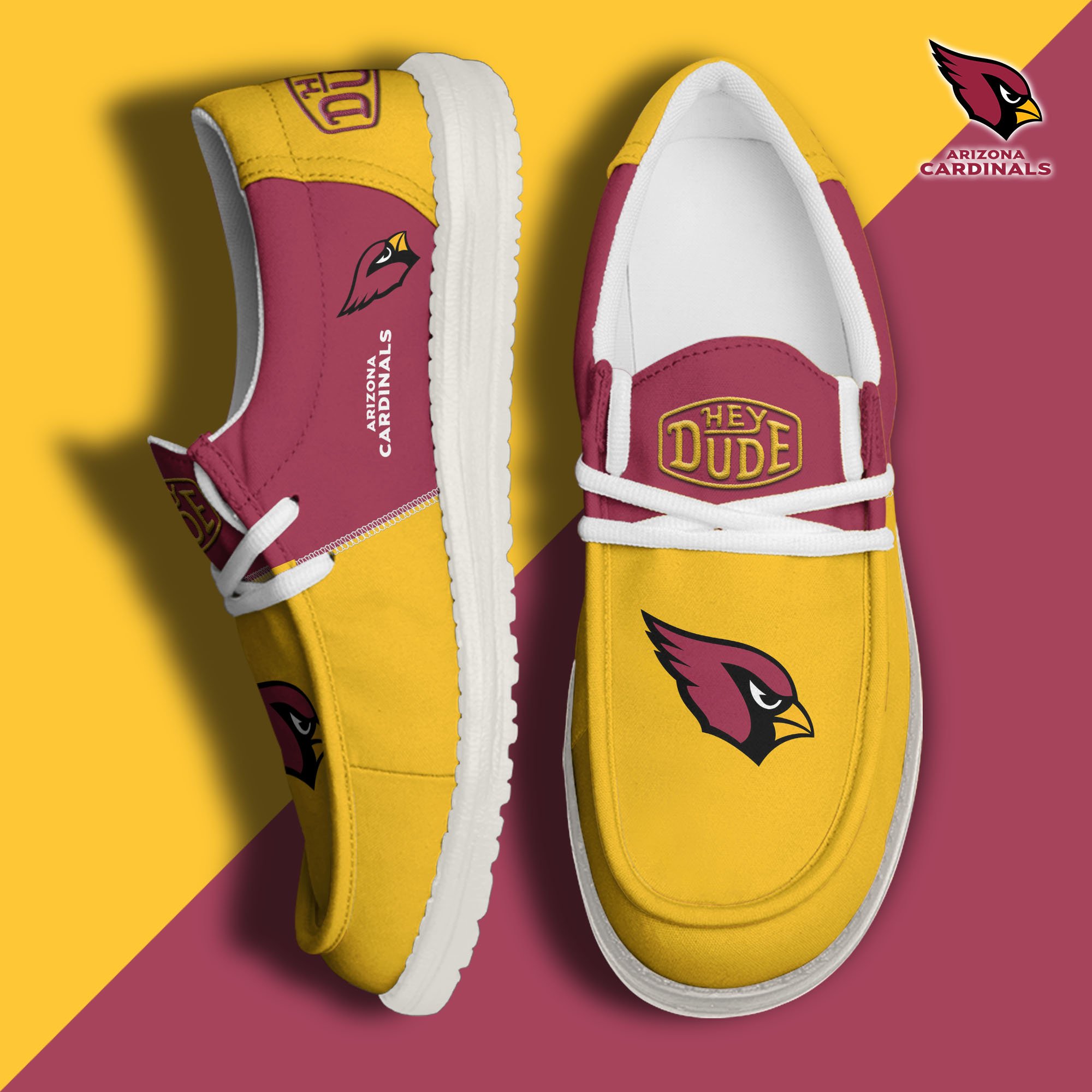 Arizona Cardinals Football Hey Dude Canvas Loafer Shoes Custom Your Name, Sport Shoes For Fan, Fan Gifts