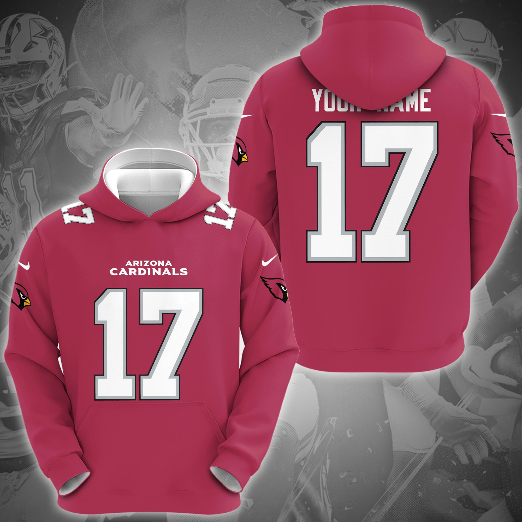 Arizona Cardinals Hoodie Custom Name And Number, Sport Gifts For Fans