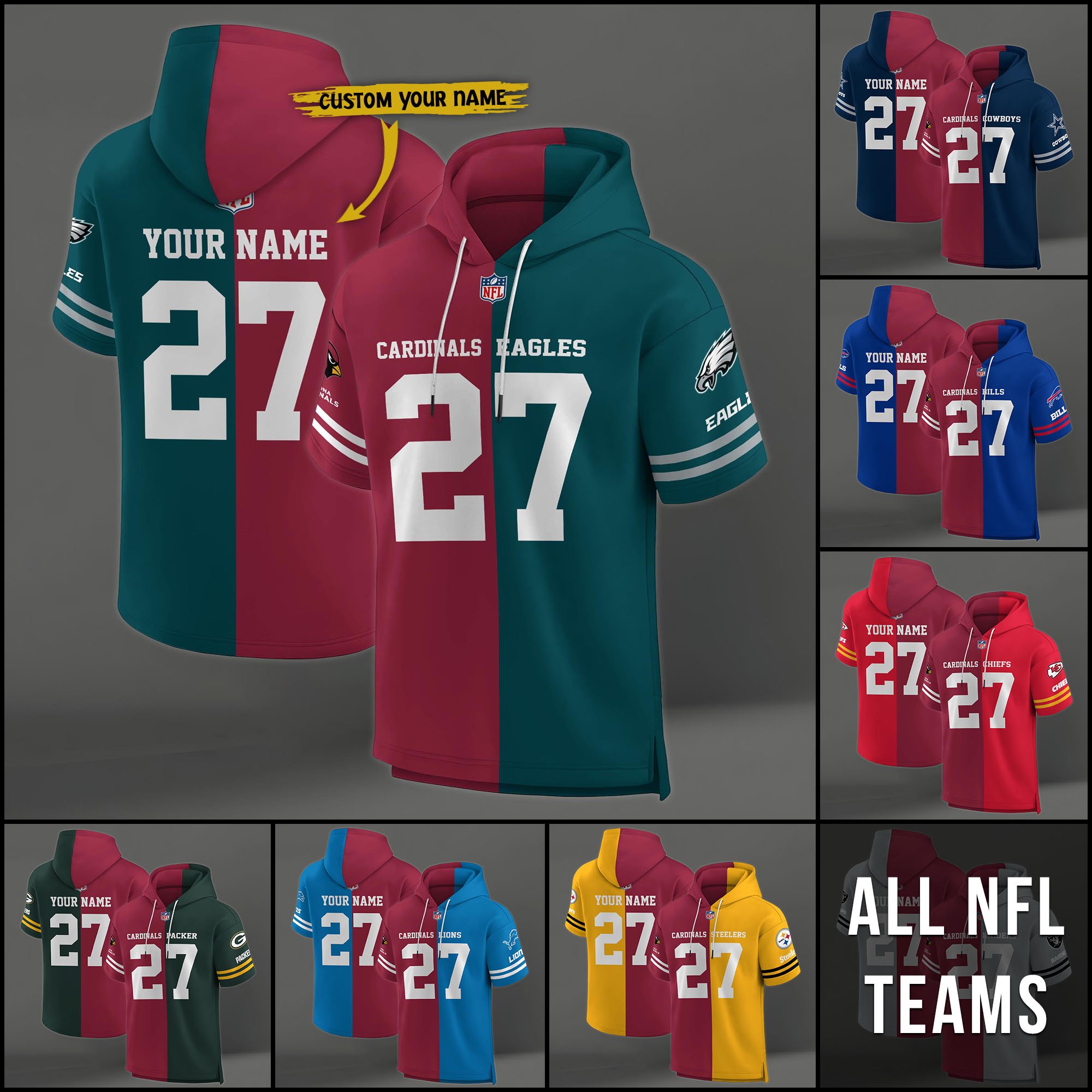 Arizona Cardinals House Divided Hoodie Custom Name, Number And Team, Hoodie For Football Fans