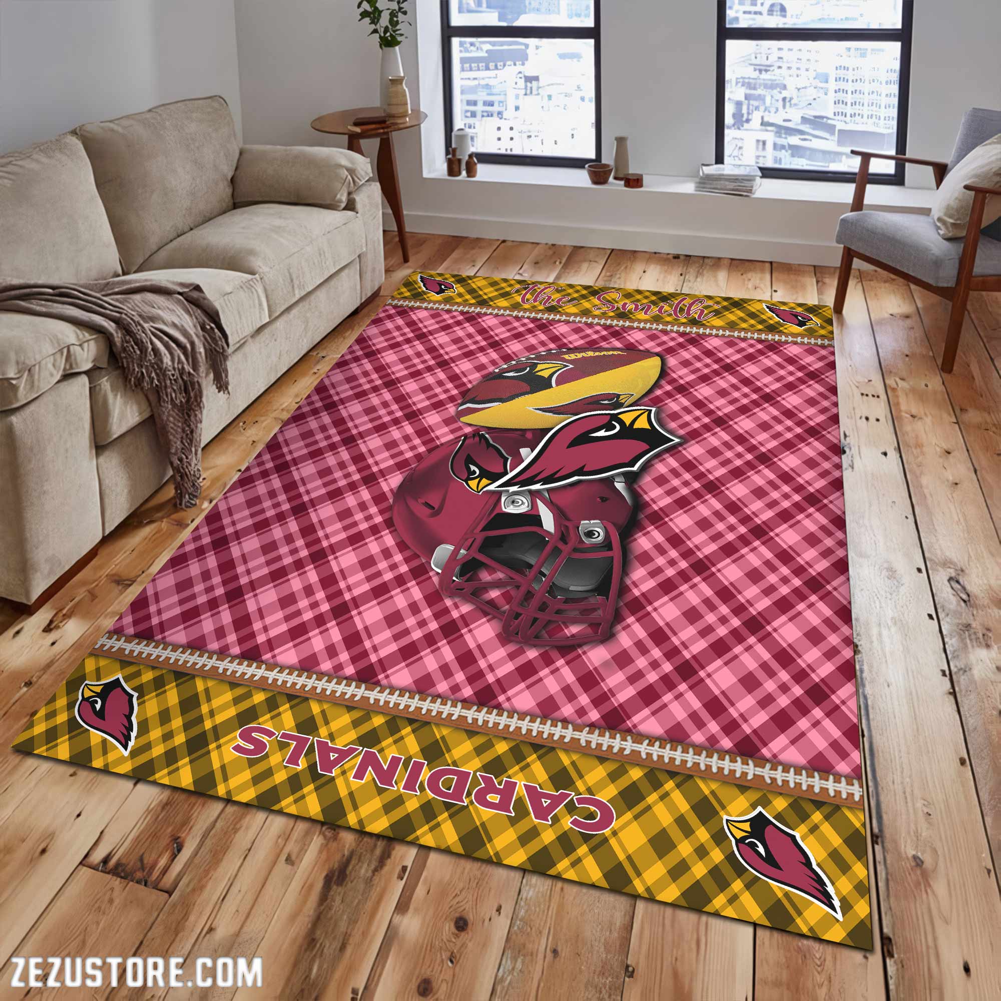 Arizona Cardinals Living Room Rug Custom Your Name, Football Team Living Room Rug 2025 Versions, Football Fan Gifts 