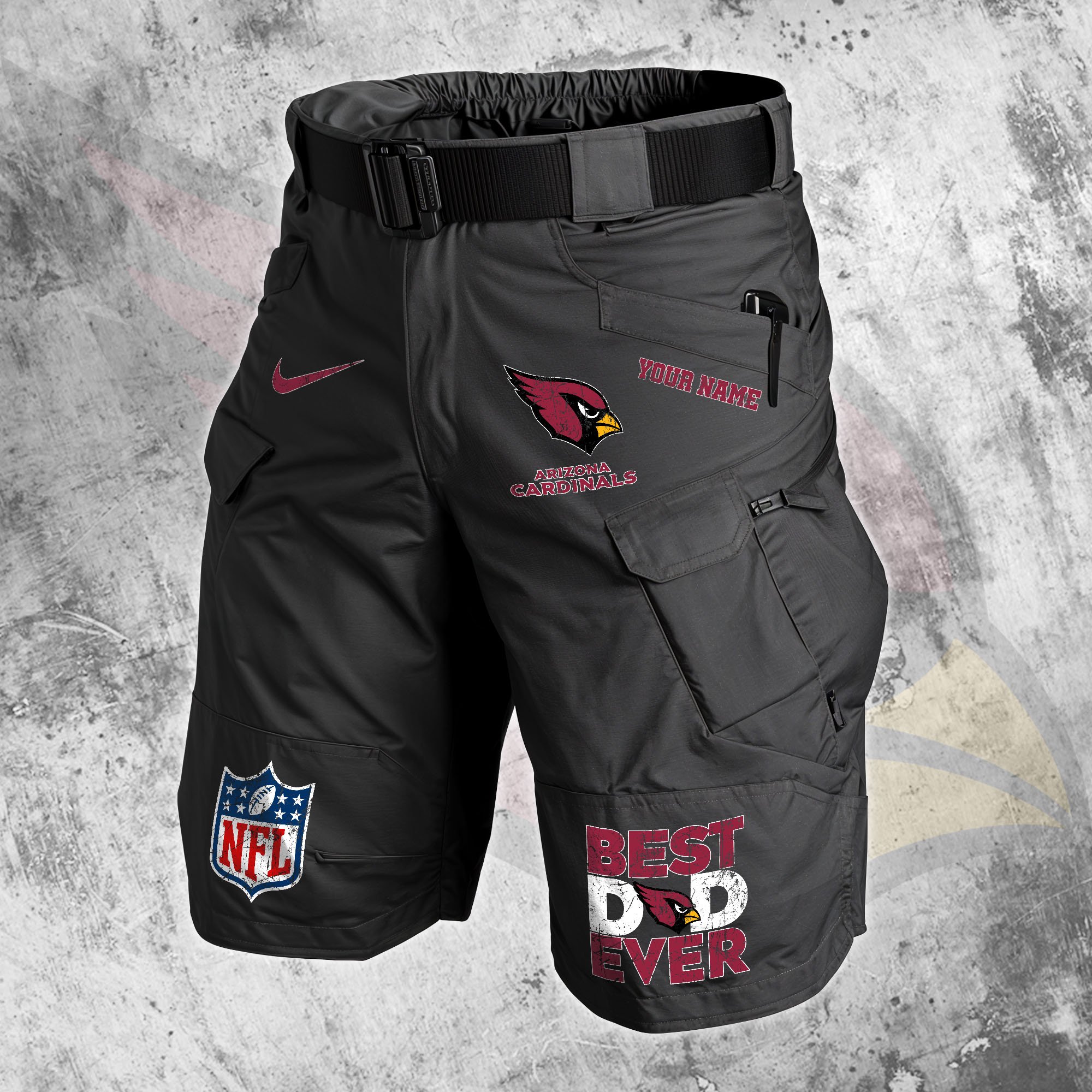 Arizona Cardinals Men Cargo Shorts Custom Your Name, Football Lovers Clothings, Fathers Day Gifts 