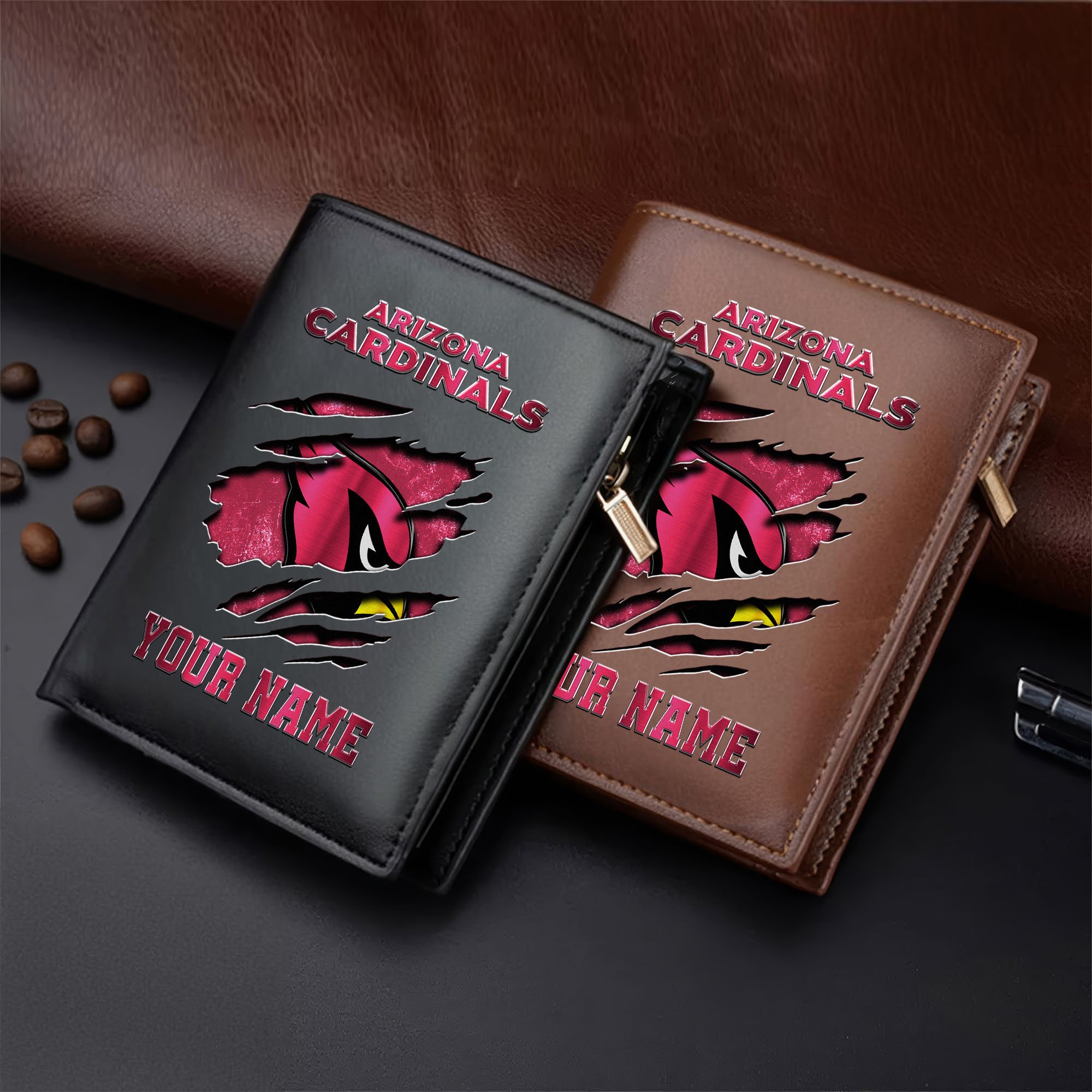 Arizona Cardinals Men Wallet Custom Your Name, Football Team Men Wallet For Fans, Gifts For Football Lovers