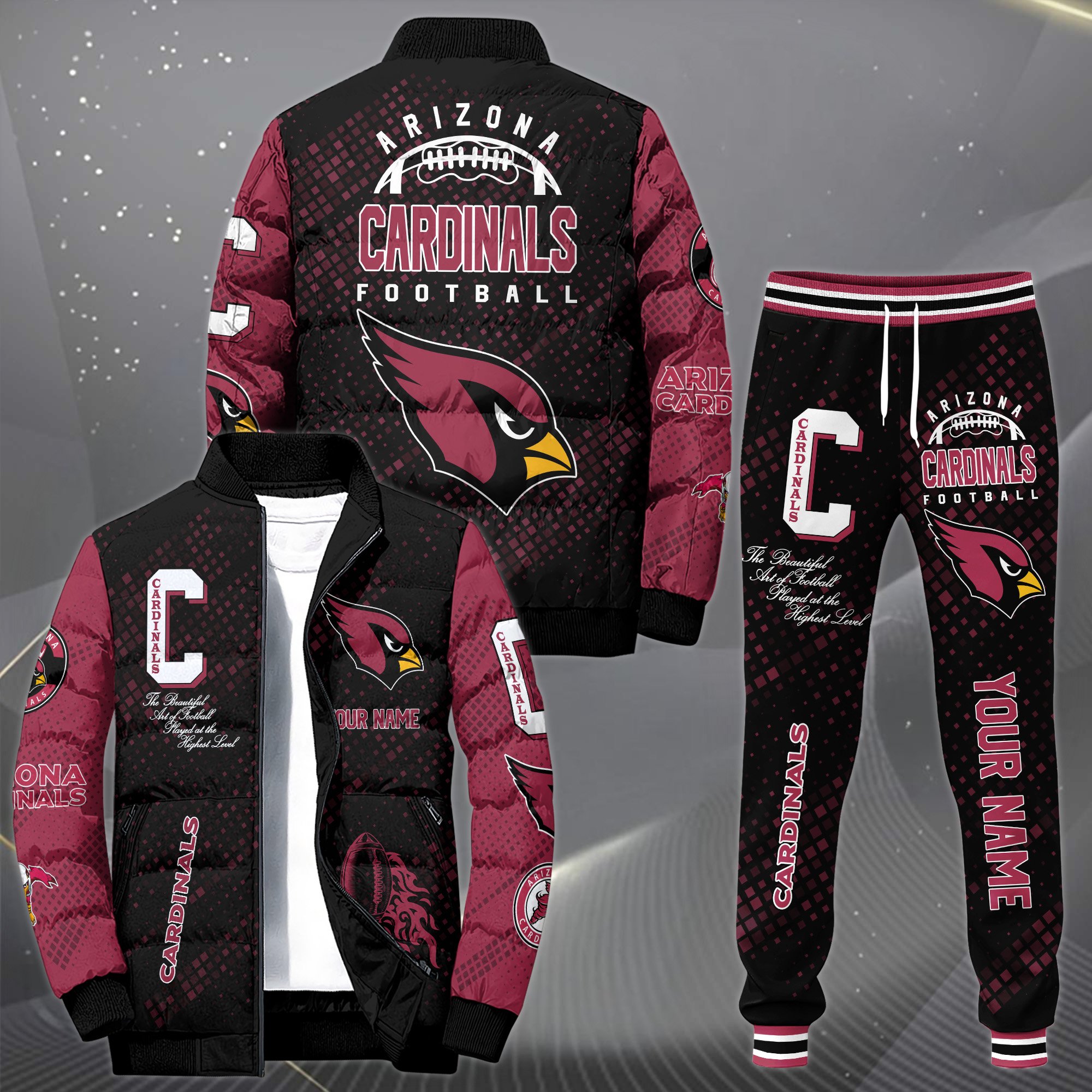 Arizona Cardinals Puffer Jacket And Sweatpants Custom Your Name 2025 Version, Sport Jacket, Football Fan Gifts EHIVM 62602