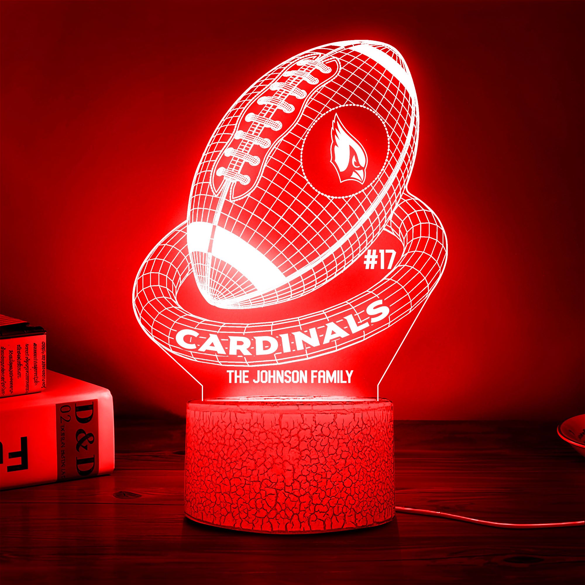 Arizona Cardinals Sport Team 3D Led Lamps Custom Family Name And Number, Sport Gifts, Sport Home Decor 