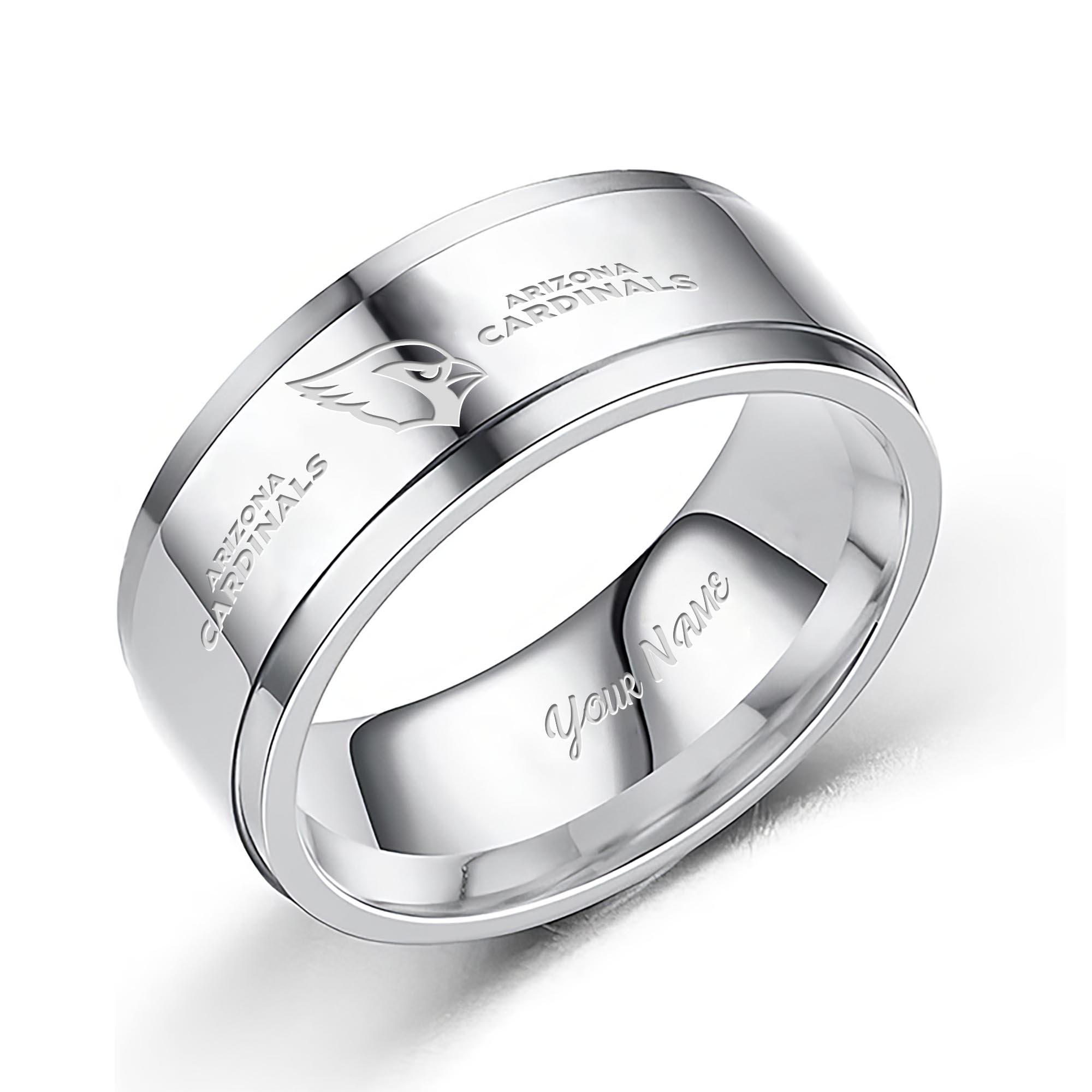 Arizona Cardinals Stainless Steel Rings Comes With Box Custom Your Name 2025 Versions, Gifts For Fan