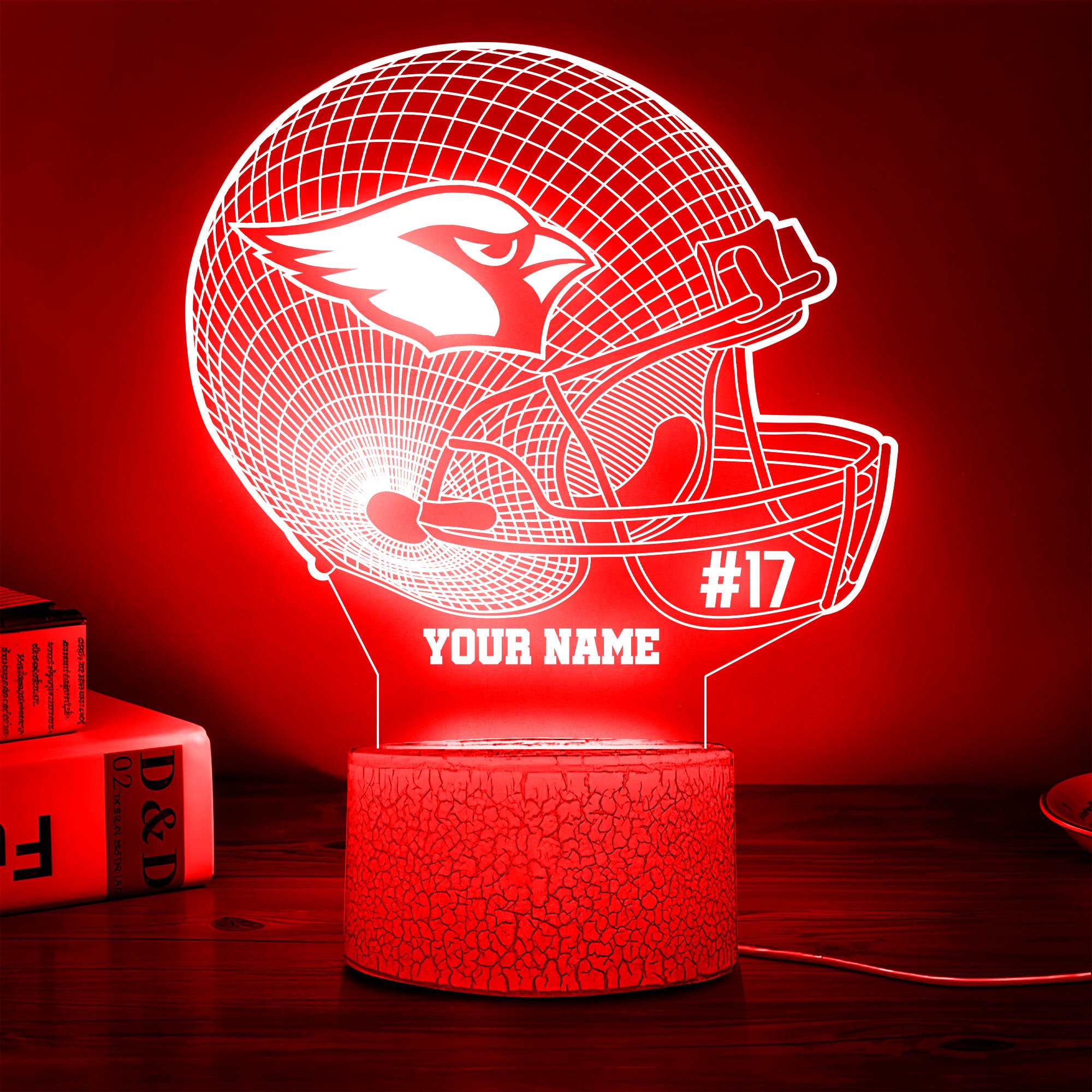 Arizona Cardinals Team 3D Led Lamp Custom Name And Year, Sport Lamp, Home Decor 