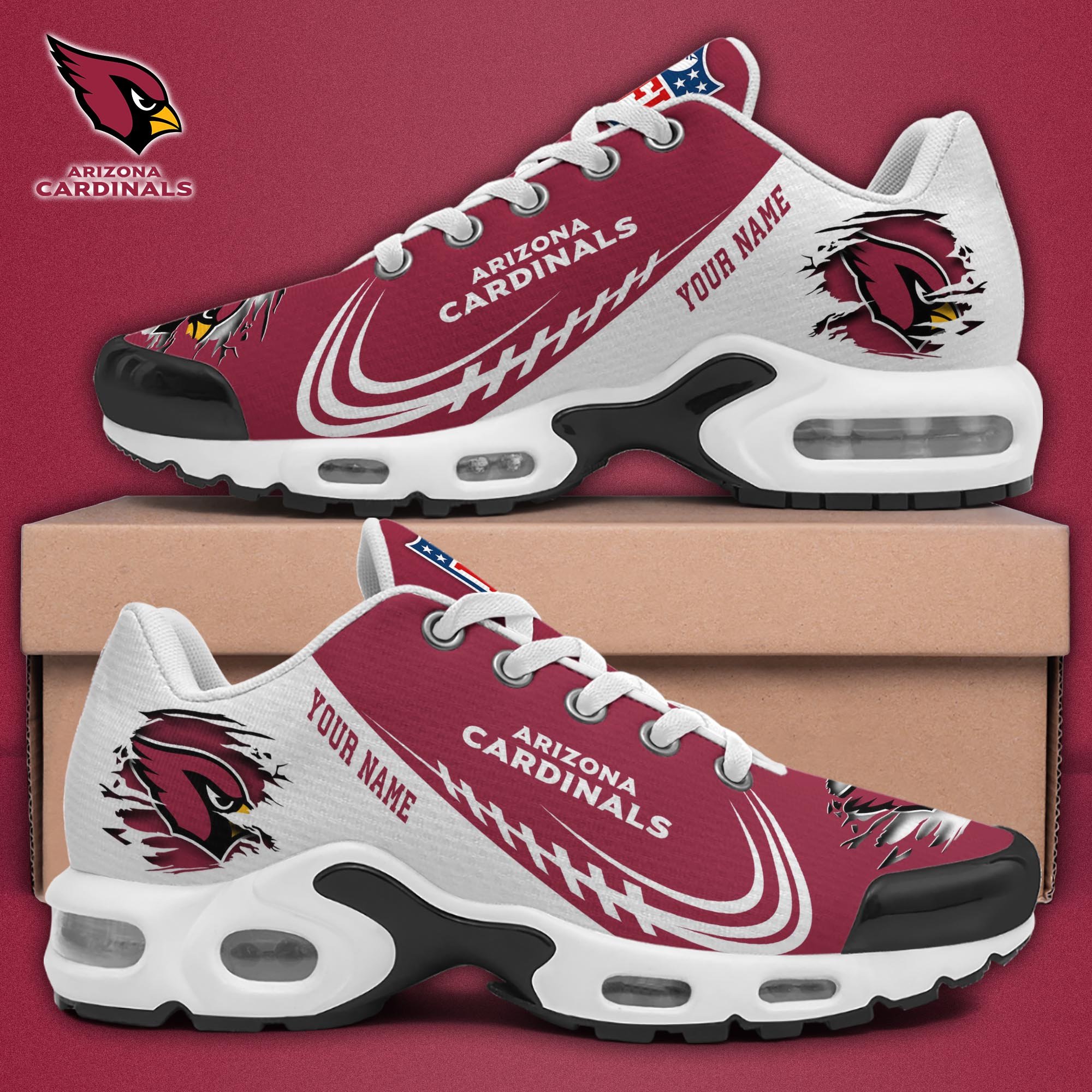 Arizona Cardinals TN Shoes 2025 Version Custom Name, Sport Shoes For Fan, Fan Gifts