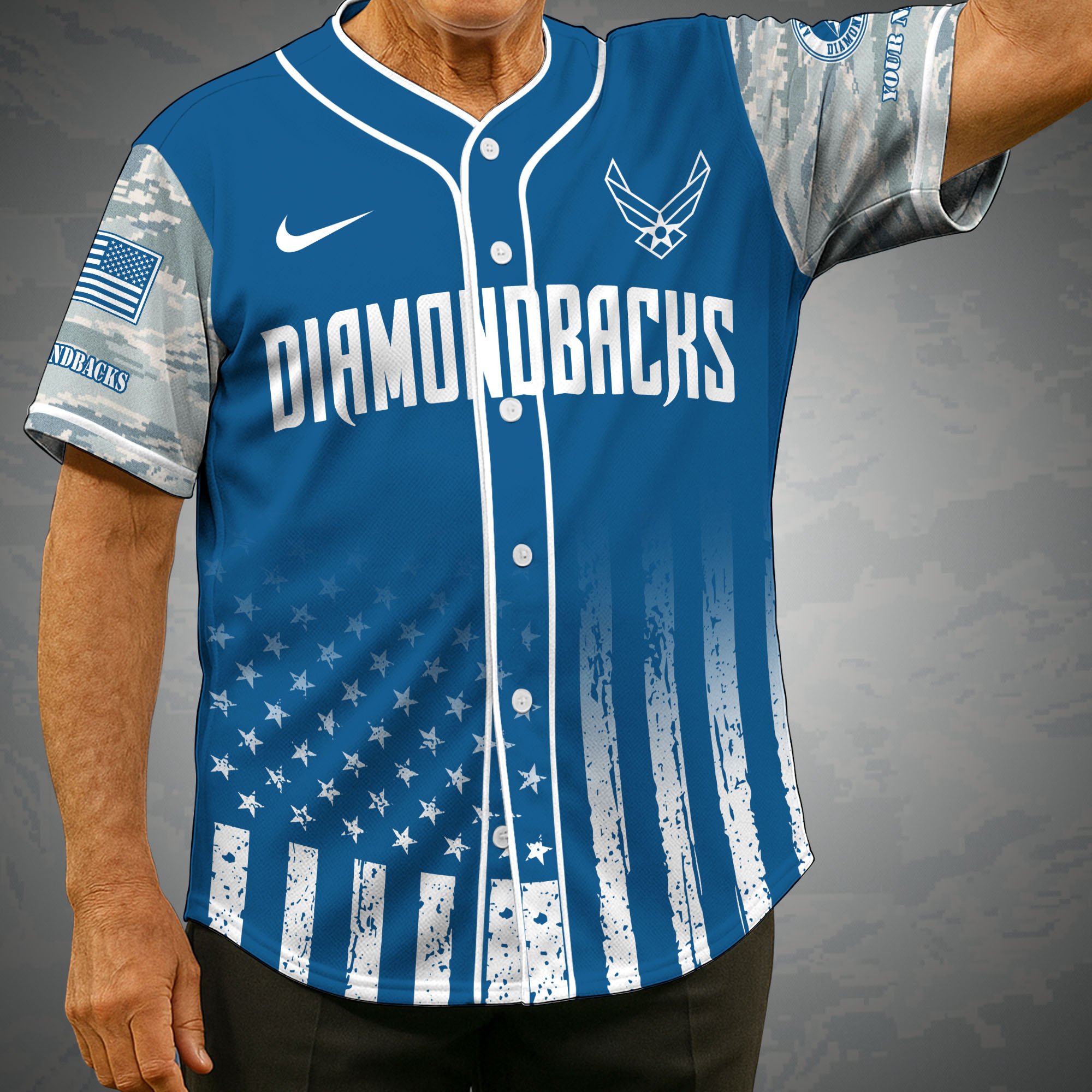 Arizona Diamondbacks Camouflage Baseball Shirt Custom Name, Sport Team Shirt, Sport Gifts