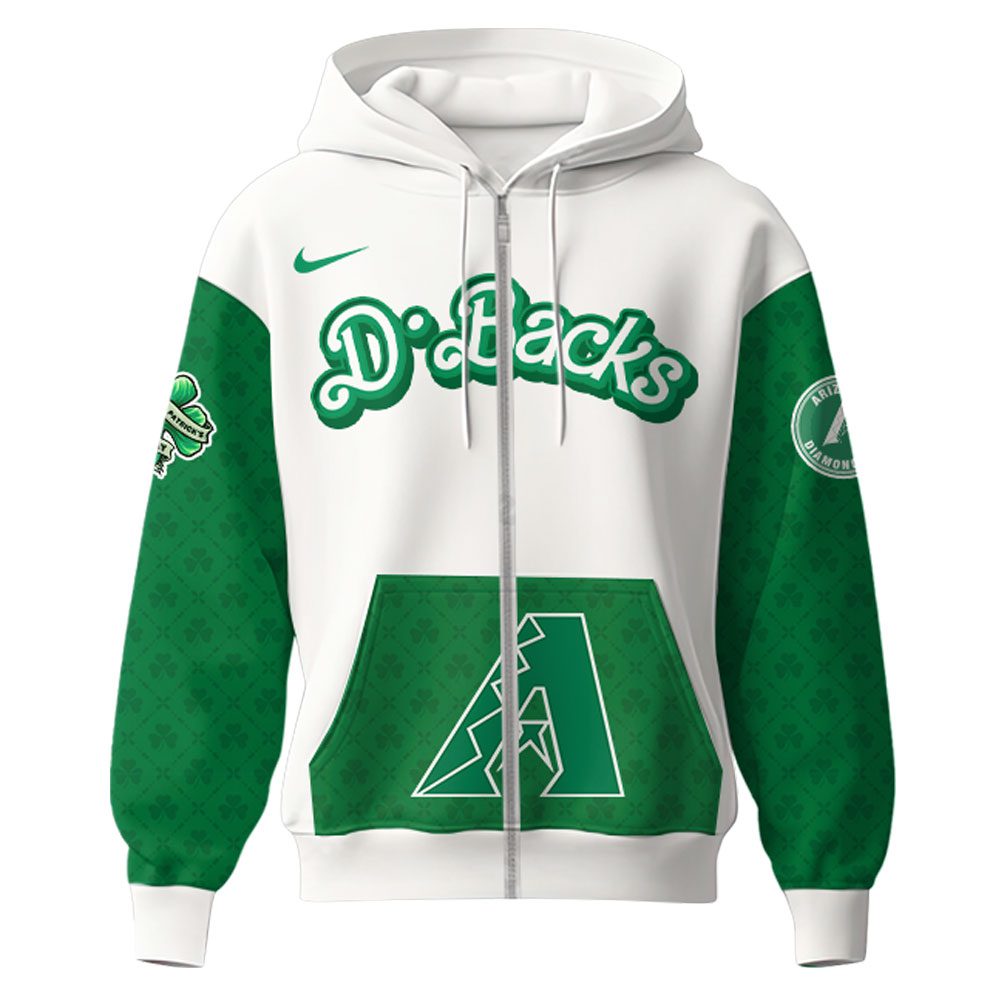 Arizona Diamondbacks MLB X St Patricks Day Limited Edition Performance Zip Hoodie 2025