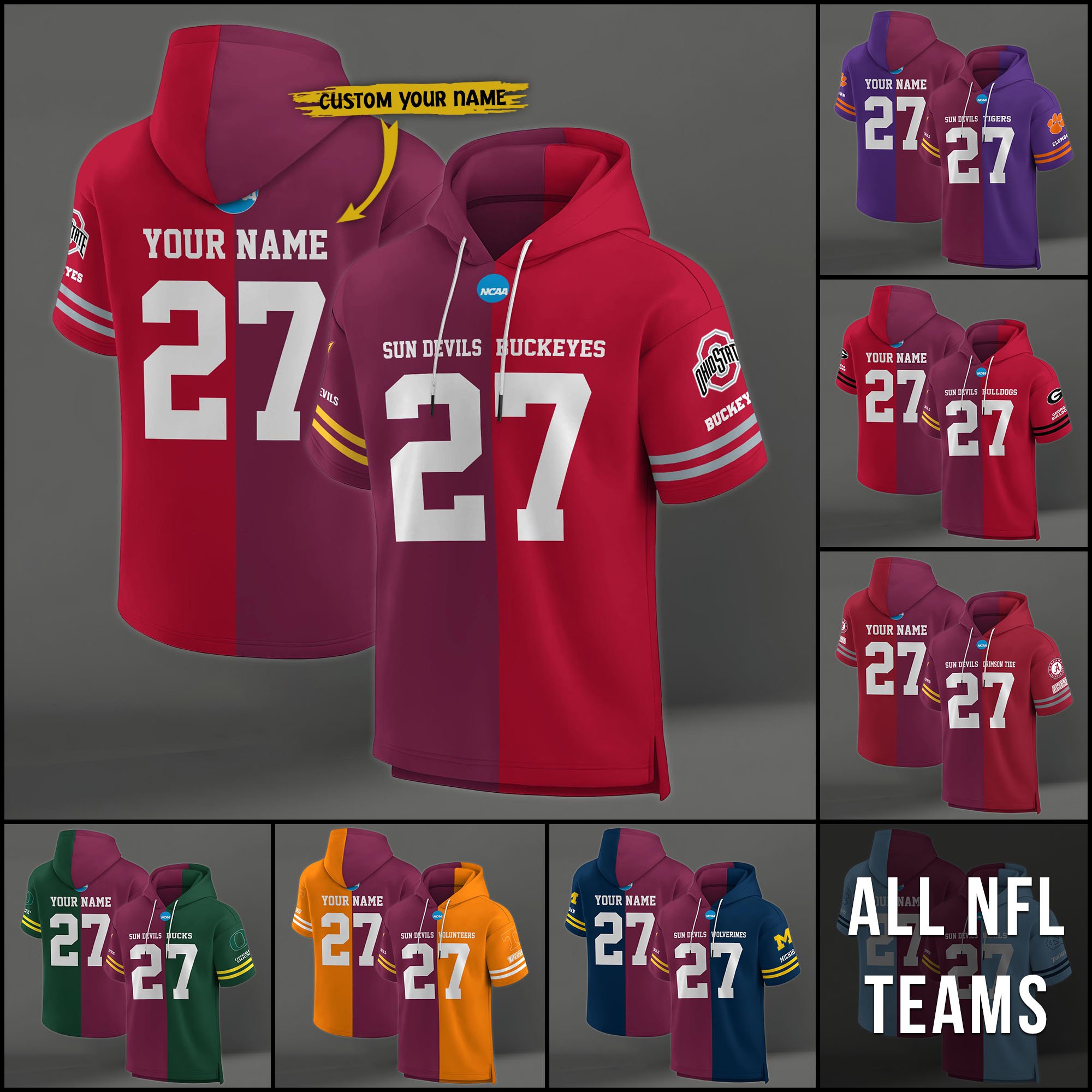 Arizona State Sun Devils House Divided Hoodie Custom Name, Number And Team, Hoodie For Football Fans