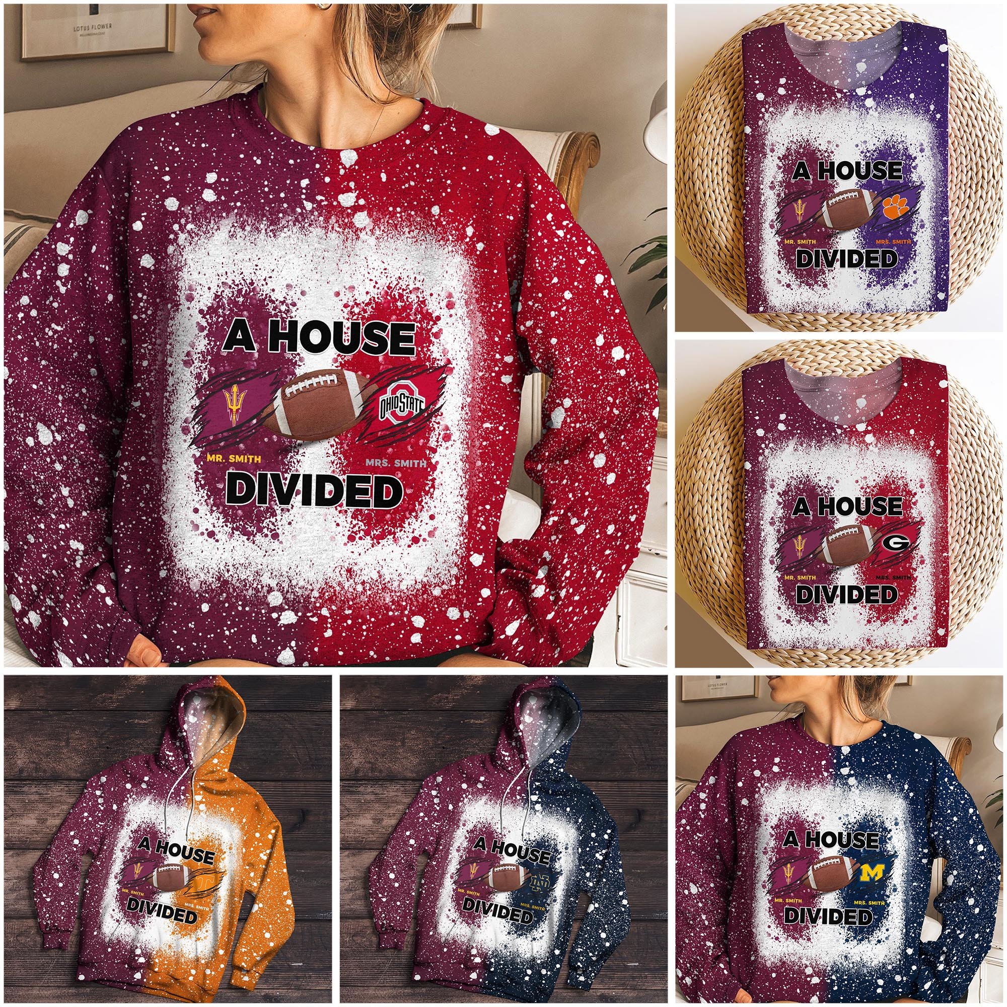 Arizona State Sun Devils NCAA House Divided Sweatshirt Custom Name 2025 Version, Sport Hoodie, Gifts For Sport Fans 