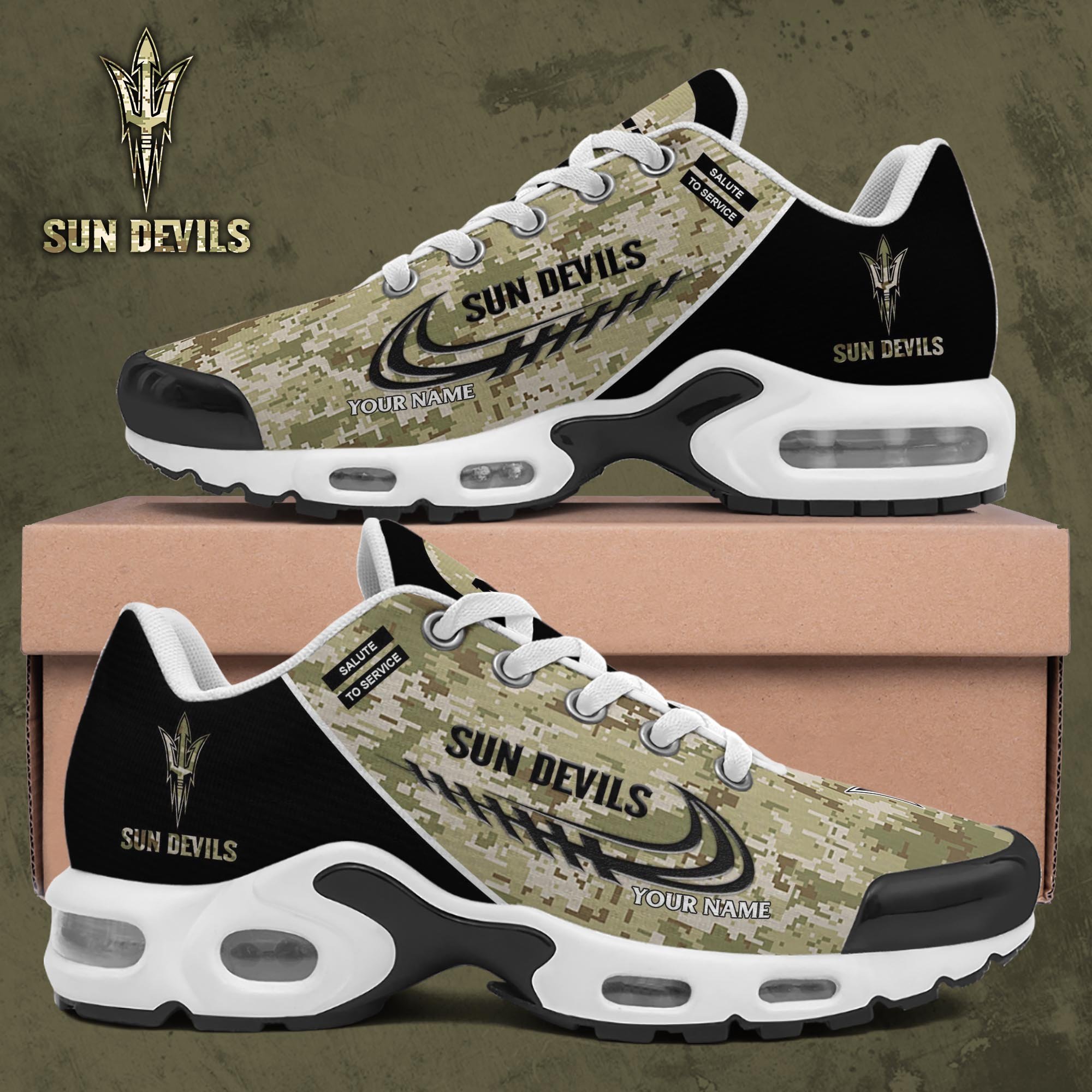 Arizona State Sun Devils TN Shoes 2025 Version Custom Name, Camouflage Shoes, Gifts For Football Lovers