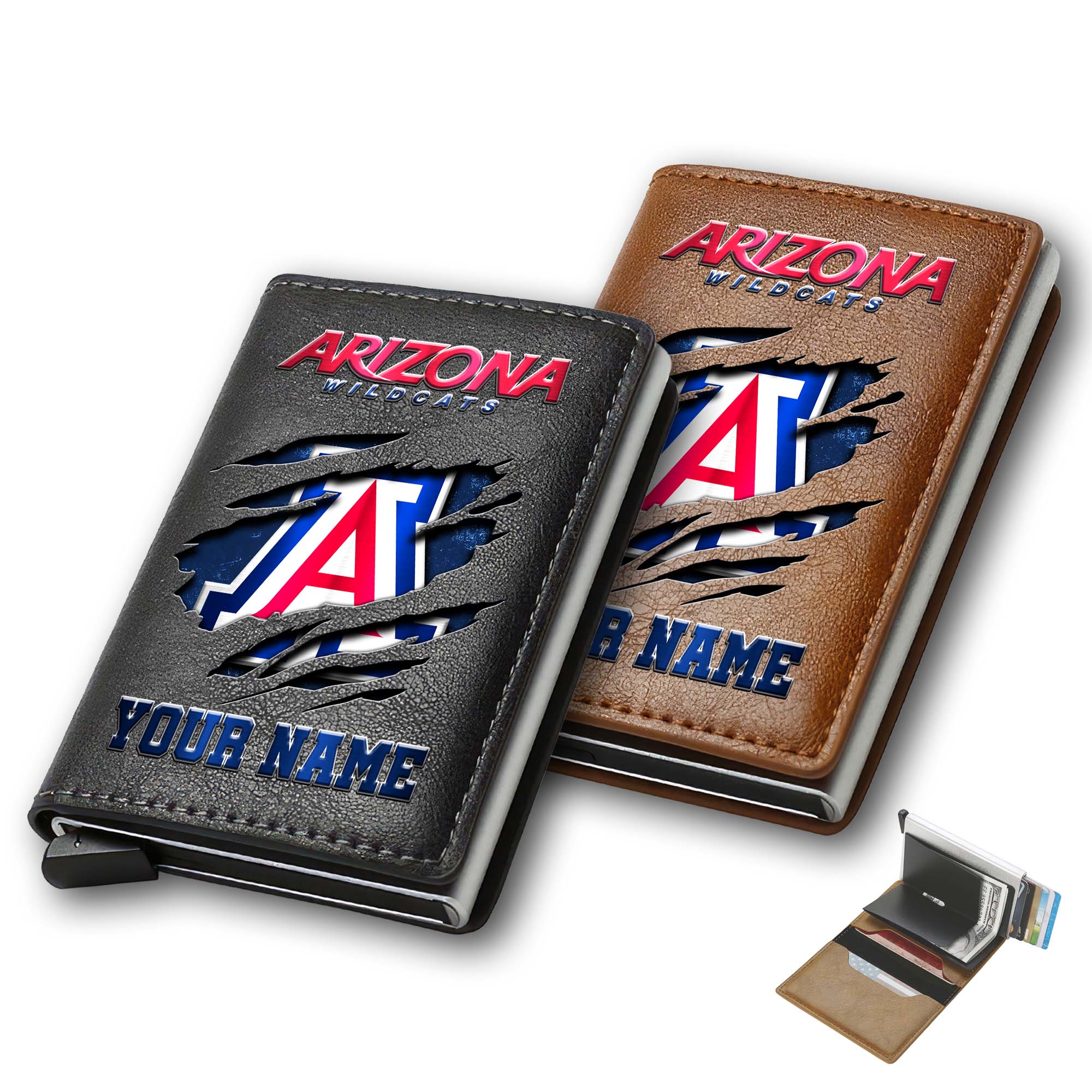 Arizona Wildcats Men Wallet Custom Your Name, Football Team Men Wallet For Fans, Gifts For Football Lovers