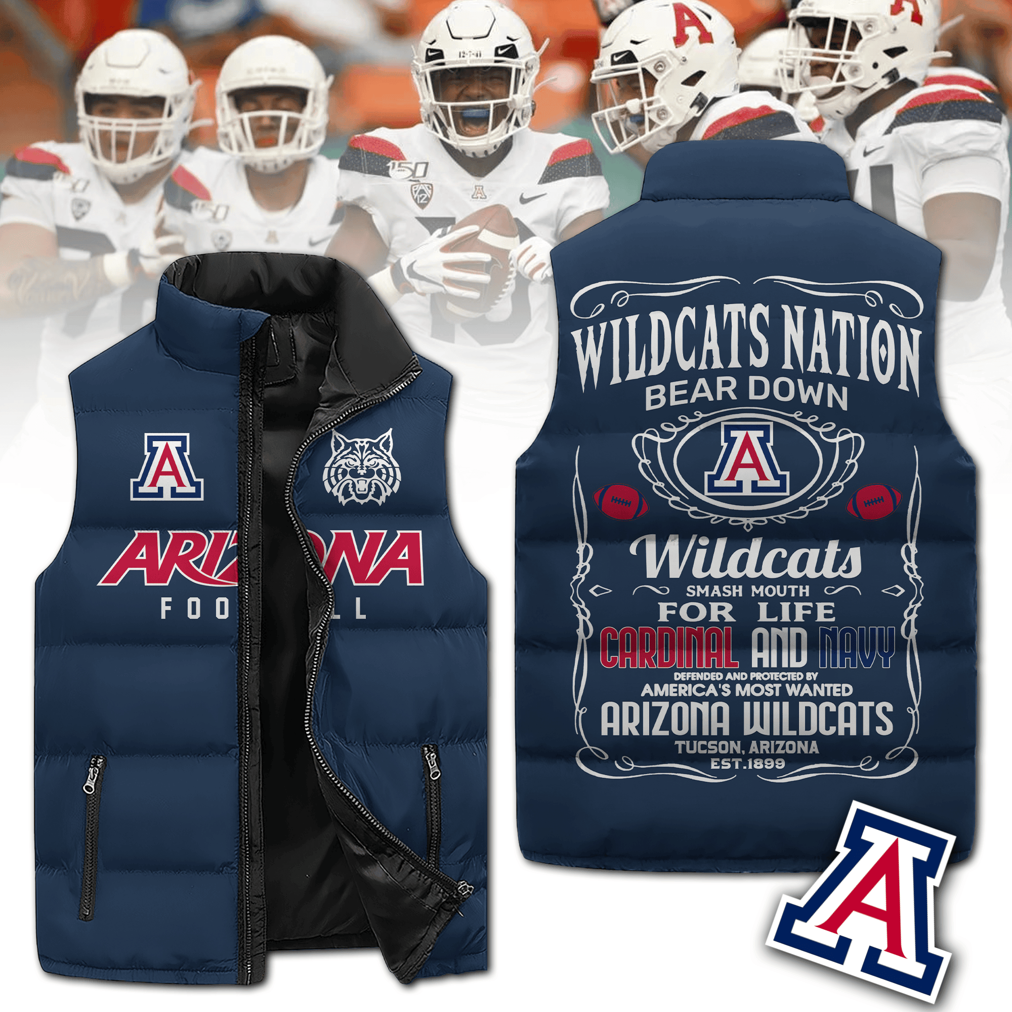 Arizona Wildcats NCAA Sleeveless Puffer Jacket