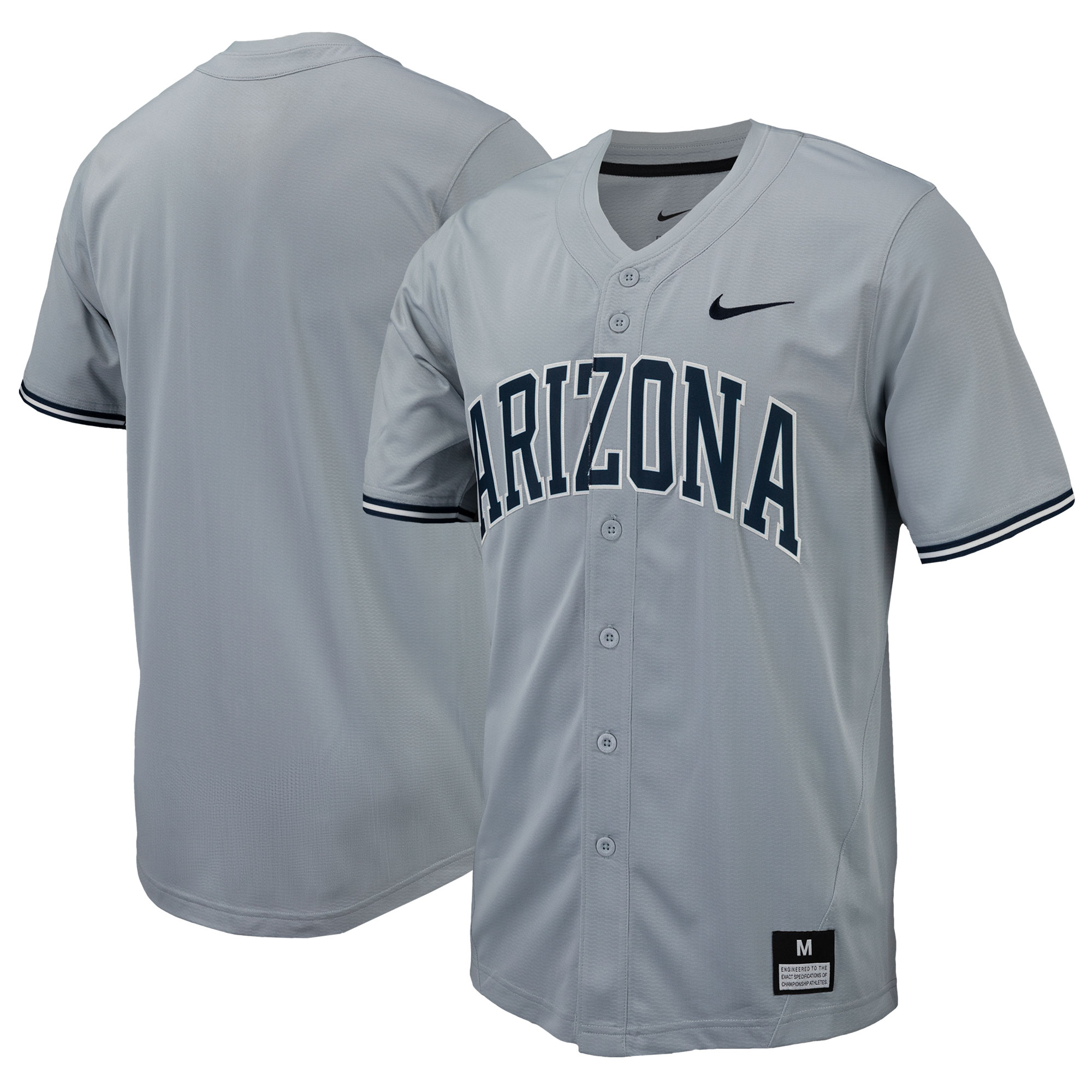 Arizona Wildcats Nike Replica Full Button Baseball Jersey - Gray