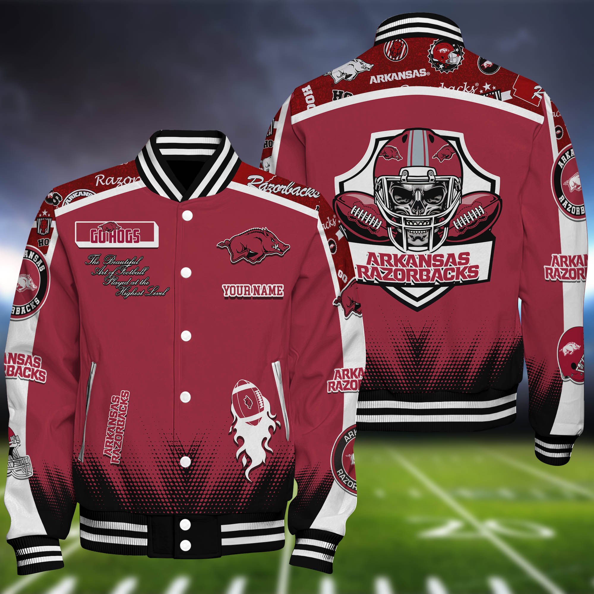 Arkansas Razorbacks Baseball Jacket Personalized Your Name, Jackets For Sport Fans 