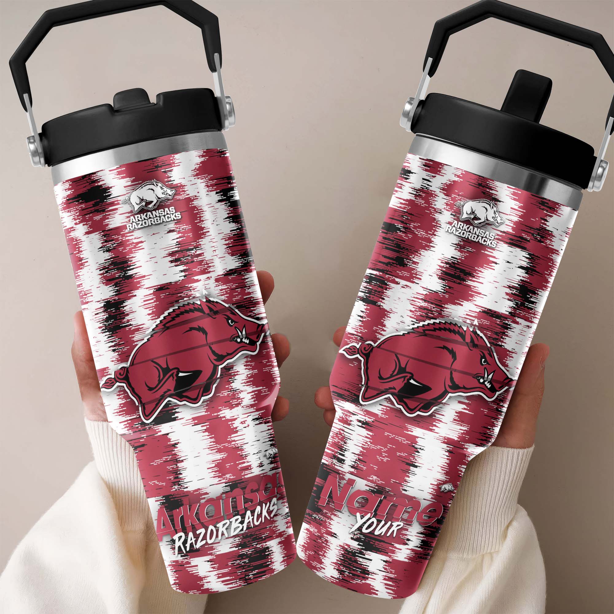Arkansas Razorbacks Flip Straw 30Oz Tumbler Custom Your Name, Sport Flip Straw 30Oz Tumbler, Fan Gifts