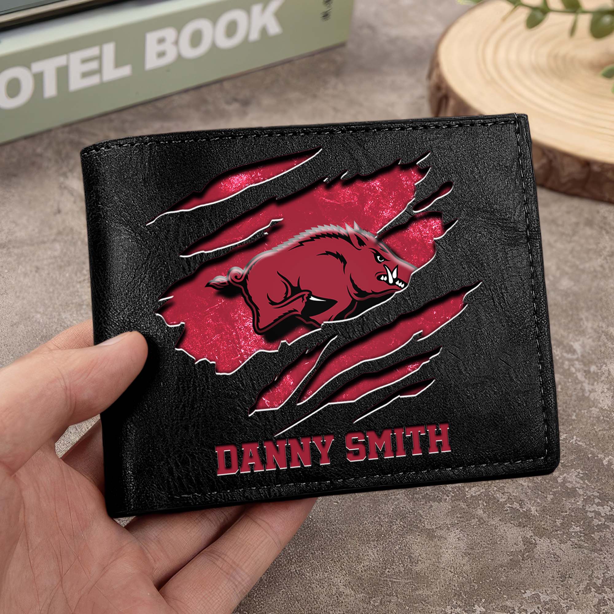 Arkansas Razorbacks Men Wallet Custom Your Name, Football Team Men Wallet For Fans, Gifts For Football Lovers