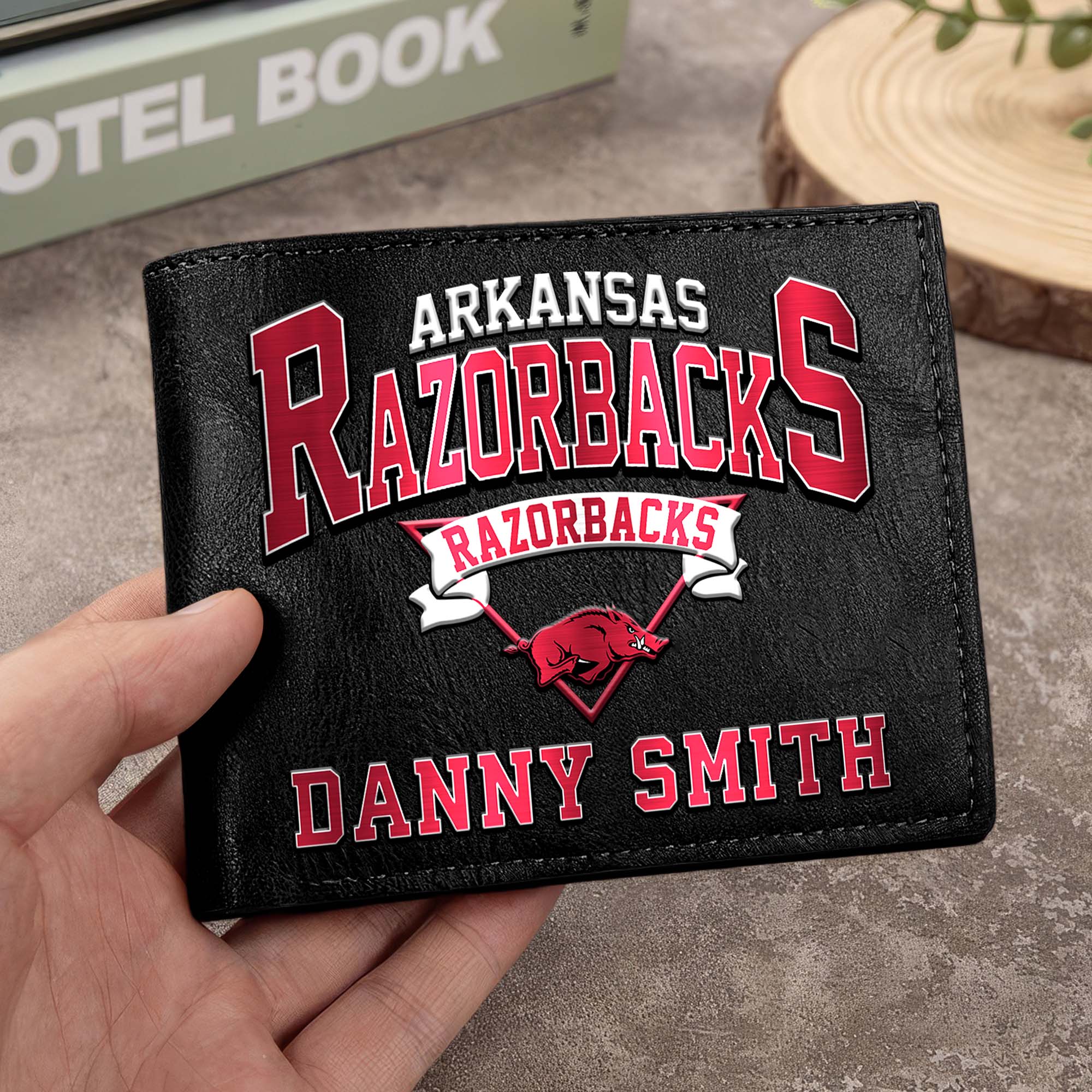 Arkansas Razorbacks Men Wallet Custom Your Name, Football Team Men Wallet For Fans, Gifts For Football Lovers