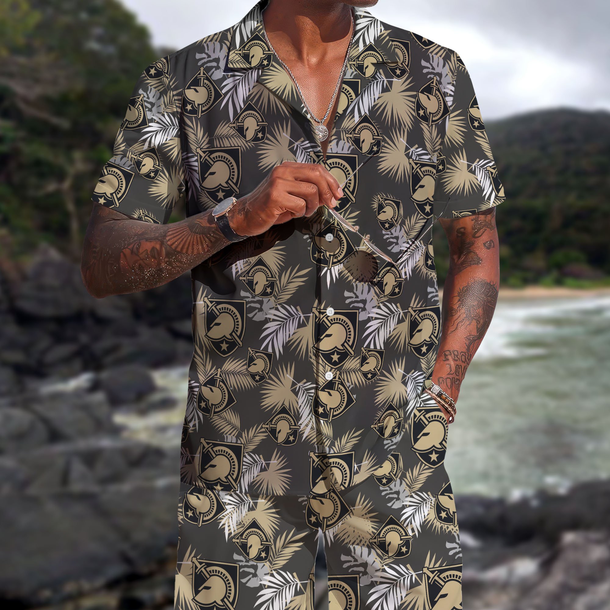 Army Black Knights Hawaiian Shorts Set 2025 Version, Hawaiian Shirts, Sports Shorts, Gifts For Fan