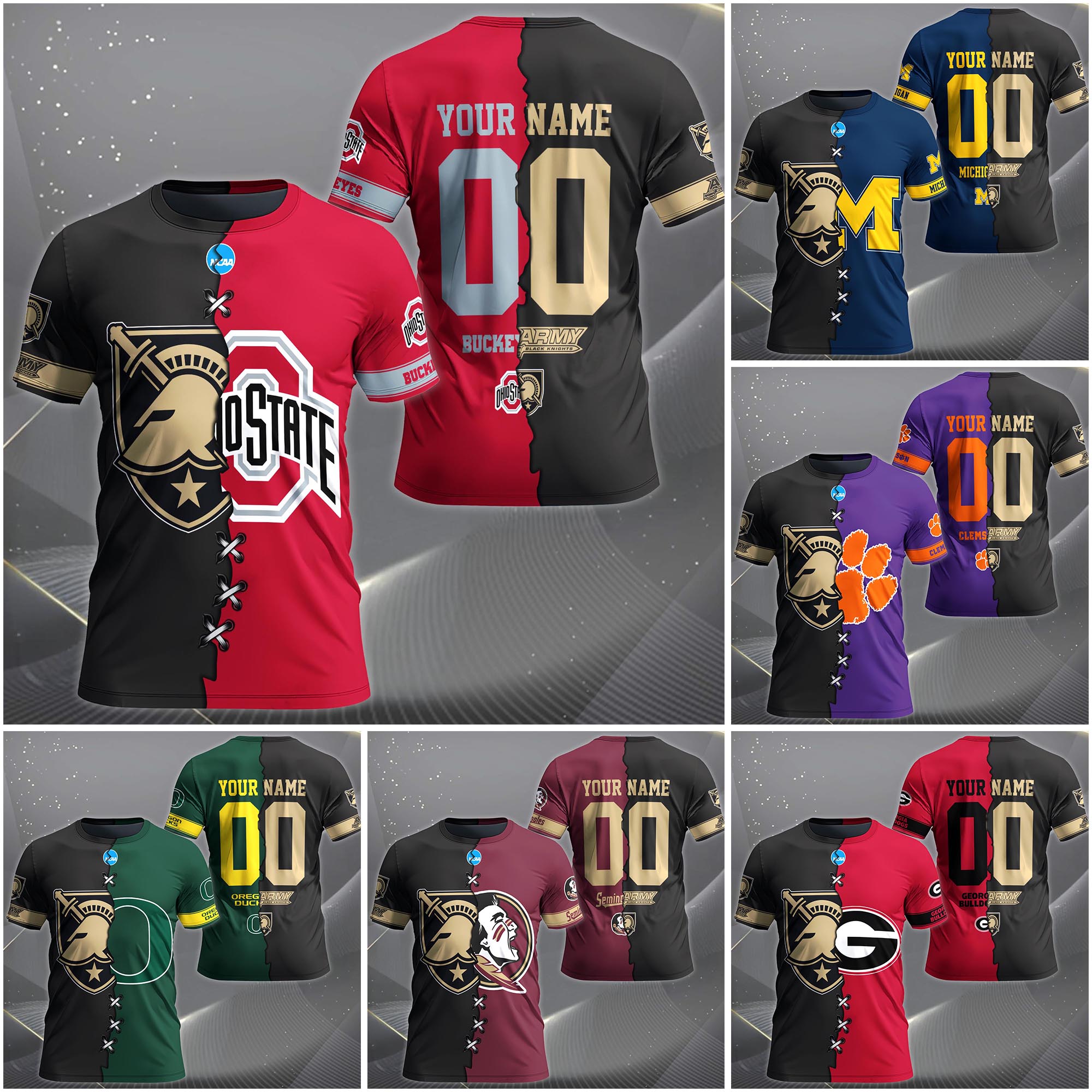 Army Black Knights House Divided T-Shirt Custom Name 2025 Version, Year And Team, Sport Shirts For Fan
