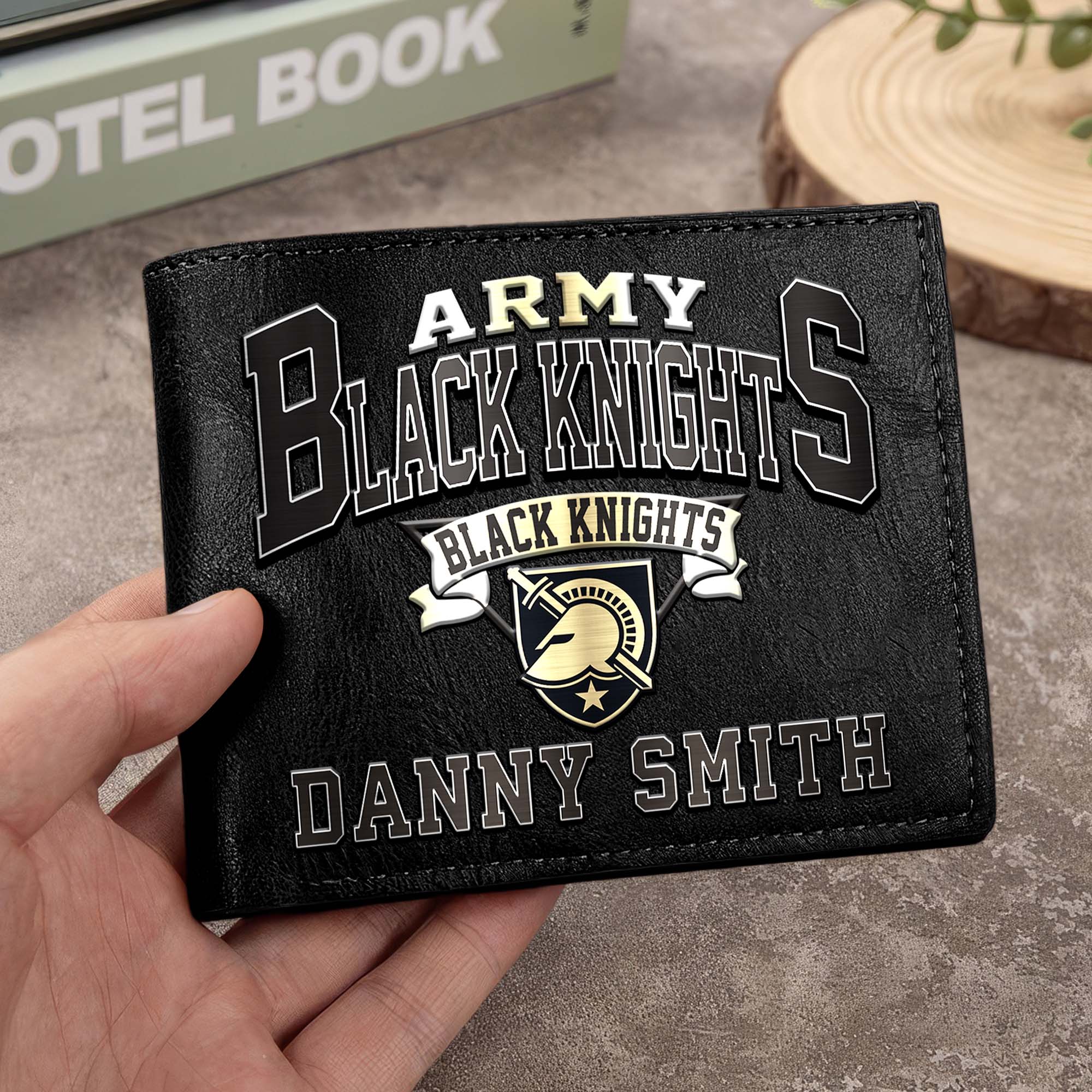 Army Black Knights Men Wallet Custom Your Name, Football Team Men Wallet For Fans, Gifts For Football Lovers
