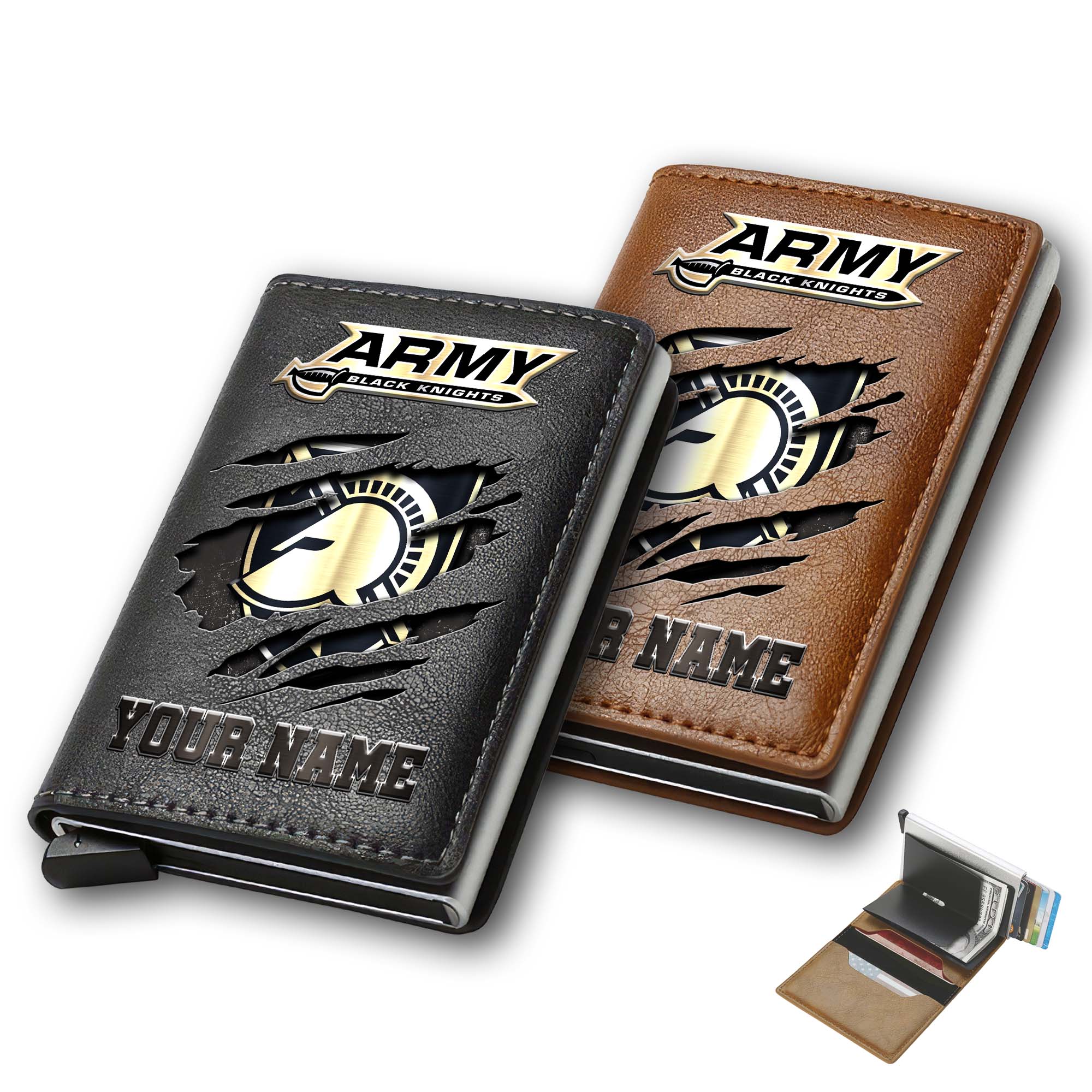 Army Black Knights Men Wallet Custom Your Name, Football Team Men Wallet For Fans, Gifts For Football Lovers