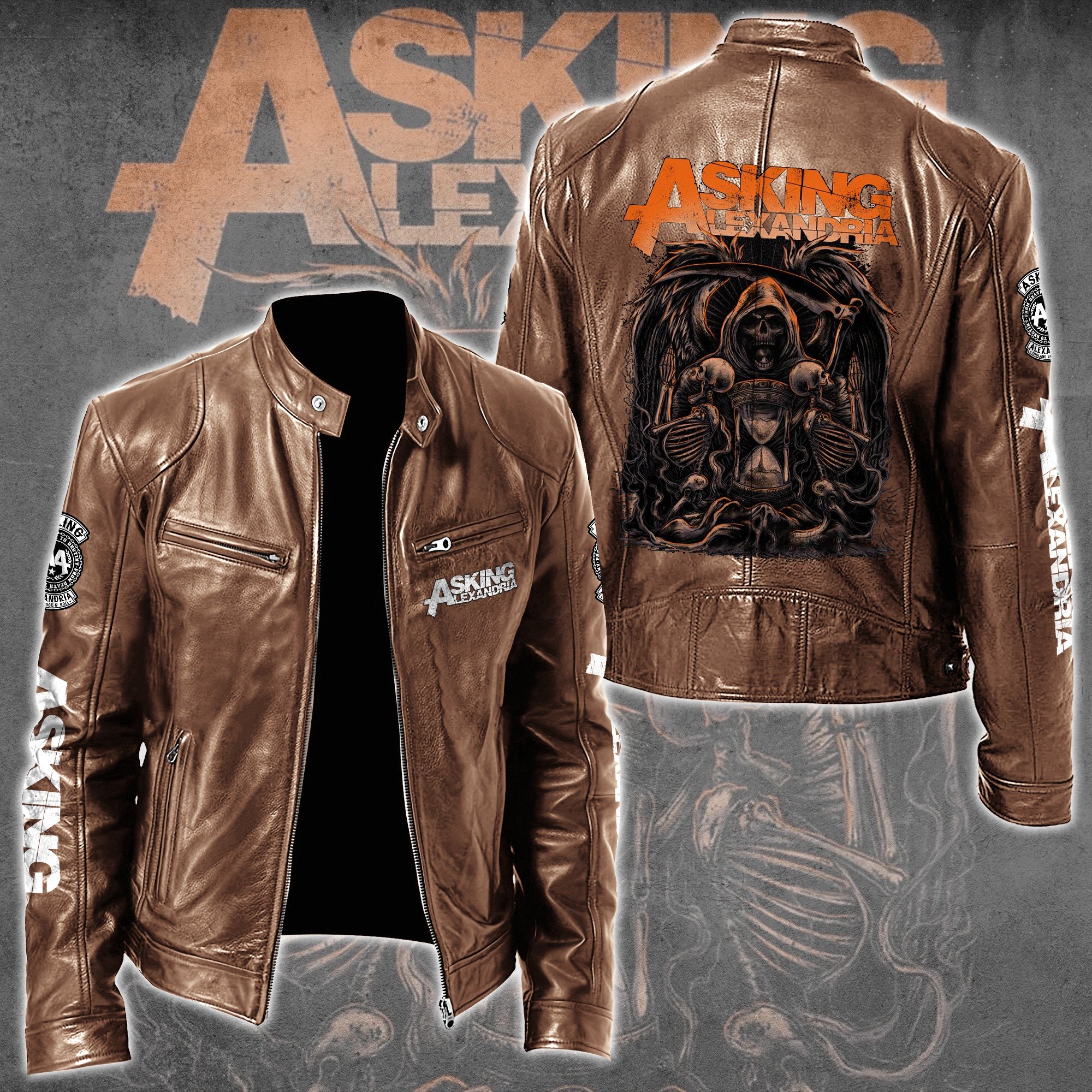 Asking Alexandria Music Leather Bomber Jacket