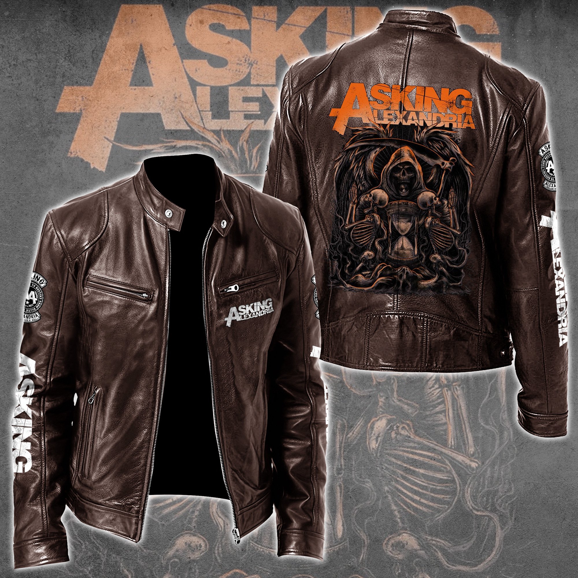 Asking Alexandria Music Leather Bomber Jacket