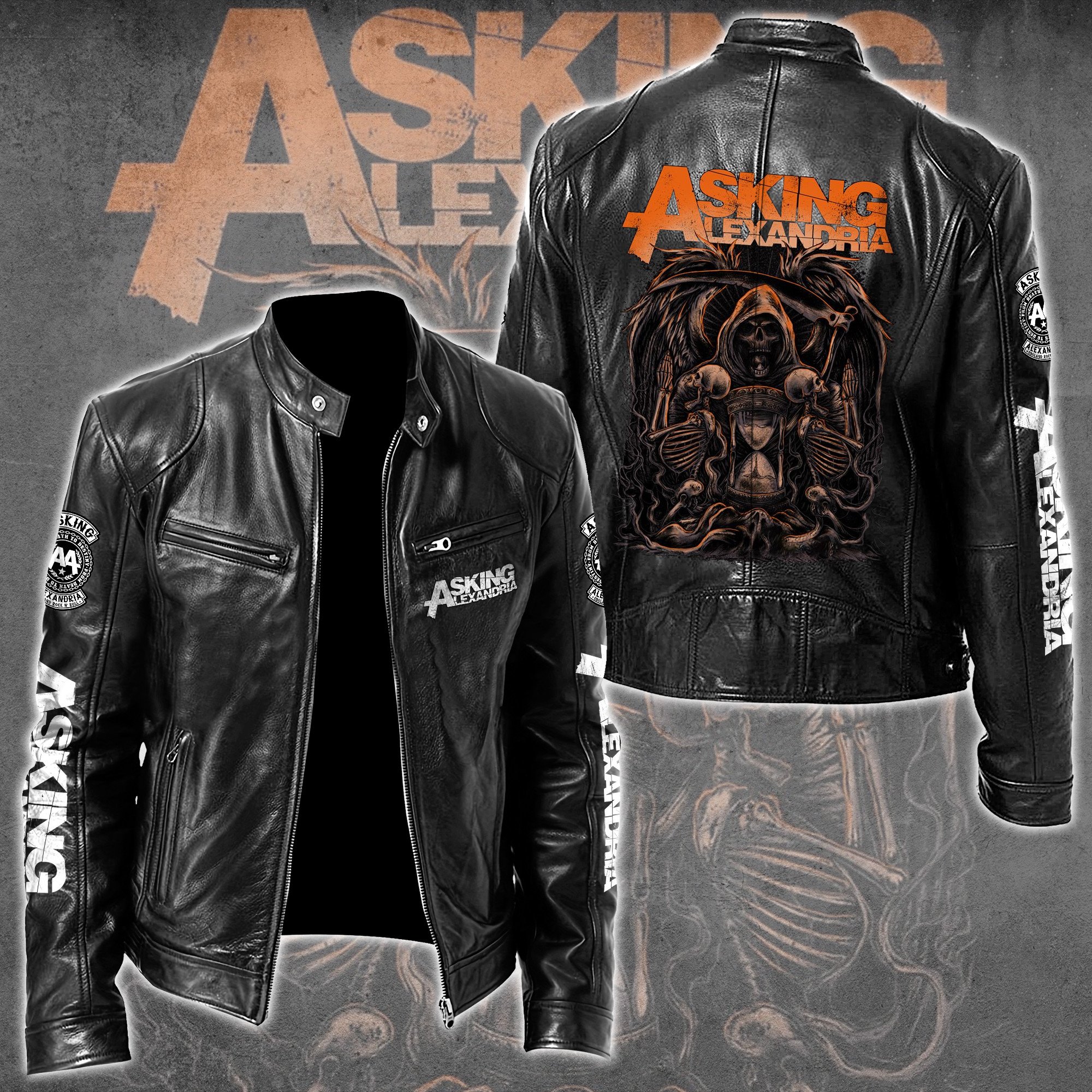 Asking Alexandria Music Leather Bomber Jacket