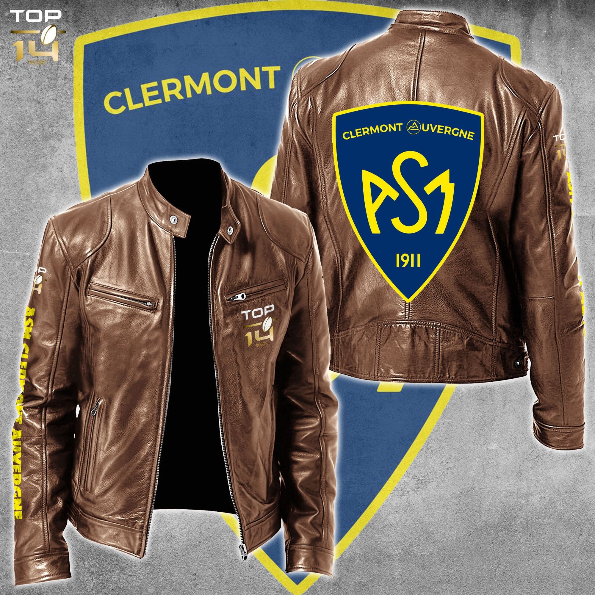 Asm Clermont Leather Bomber Jacket