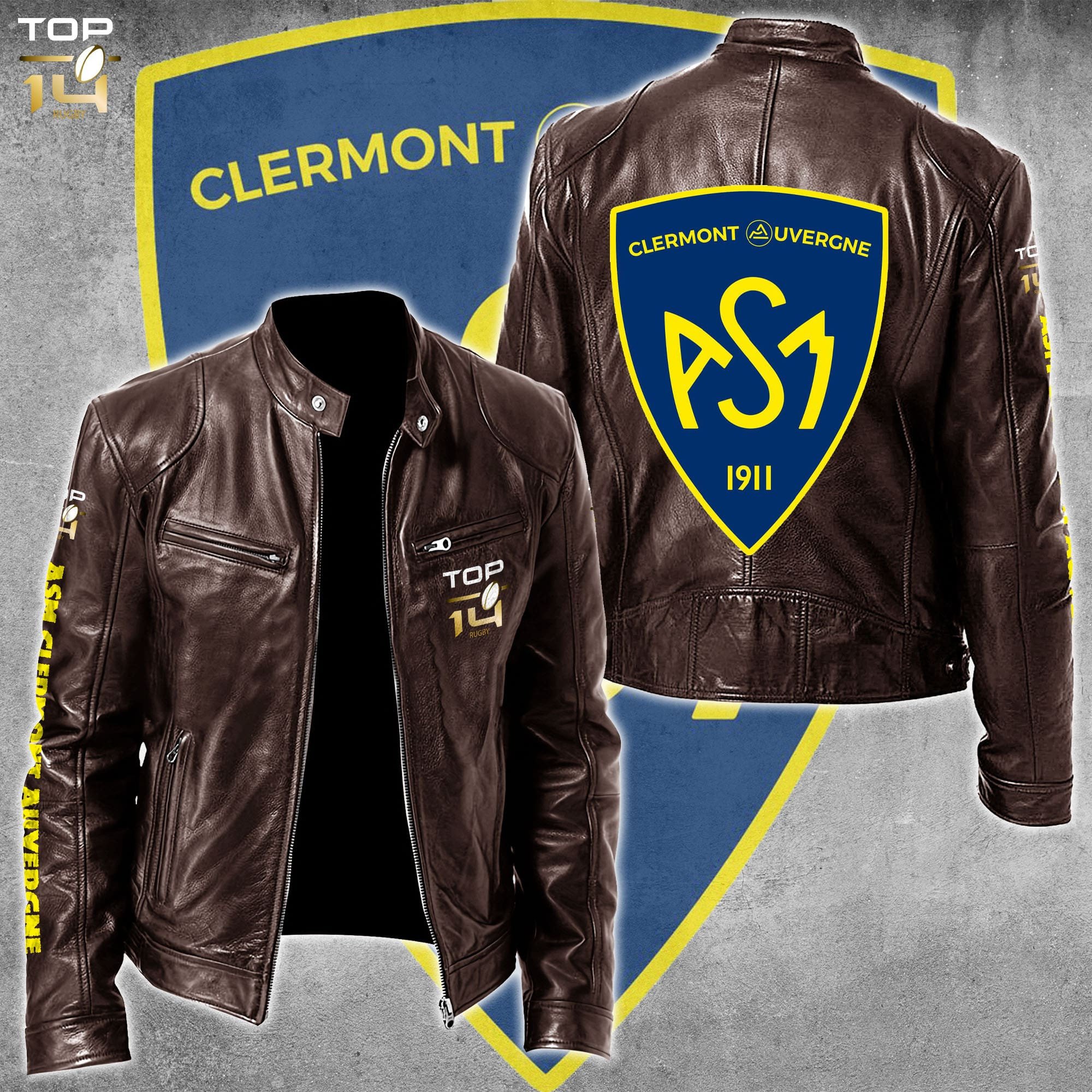 Asm Clermont Leather Bomber Jacket