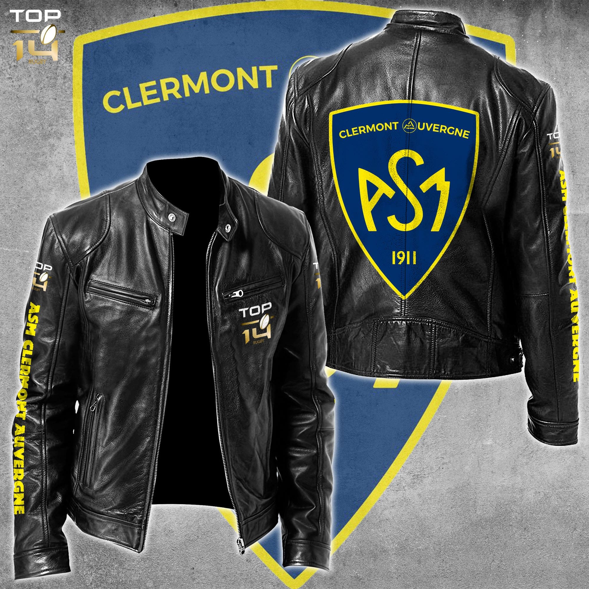 Asm Clermont Leather Bomber Jacket