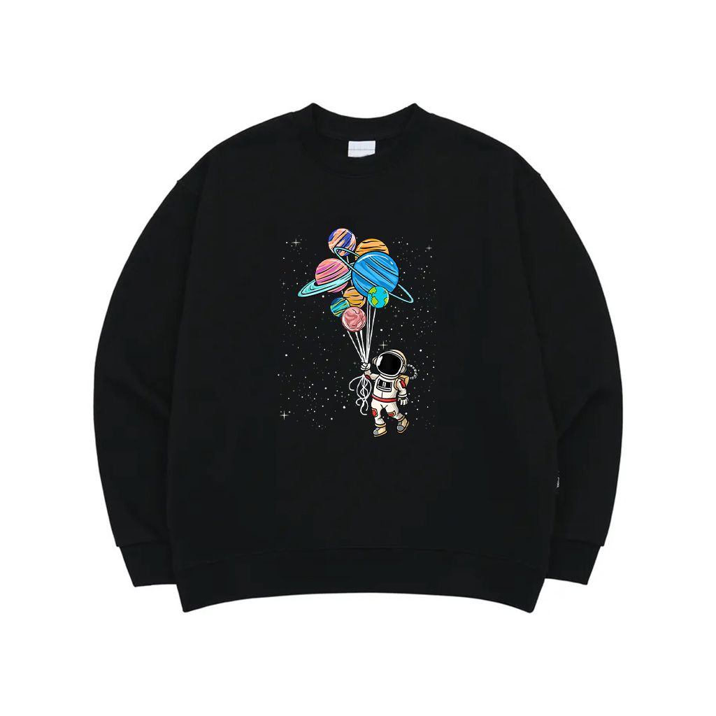 Astronaut Holding Planet Balloons Sweatshirt
