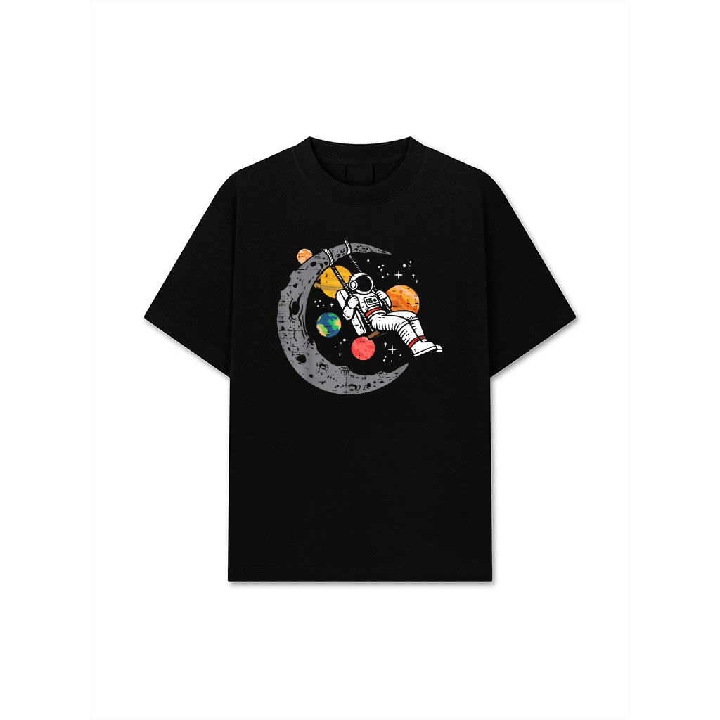 Astronaut Moon Swing Planets Space Galaxy Women Kids Men T-Shirt
