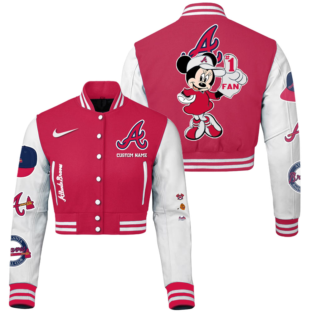 Atlanta Braves MLB Style Cropped Baseball Jacket For Fans