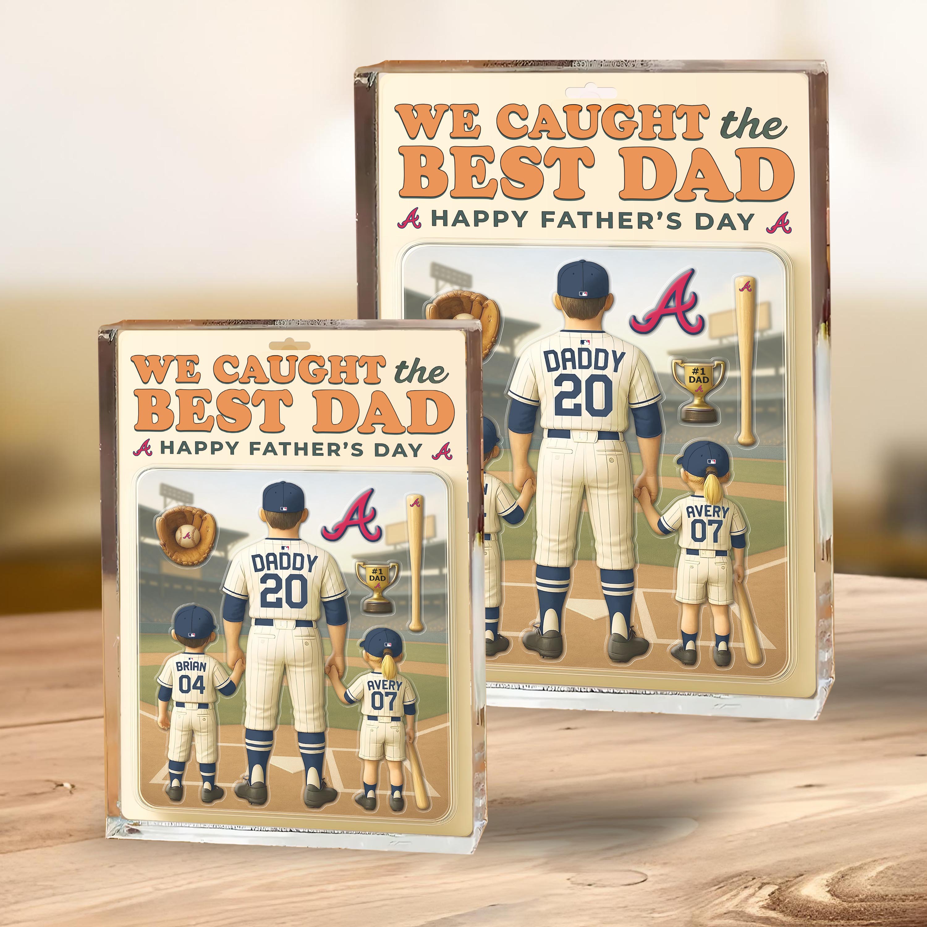 Atlanta Braves Shape Acrylic Blocks Custom Name, Number And Color, Sport Team Blocks, Fathers Day Gifts 