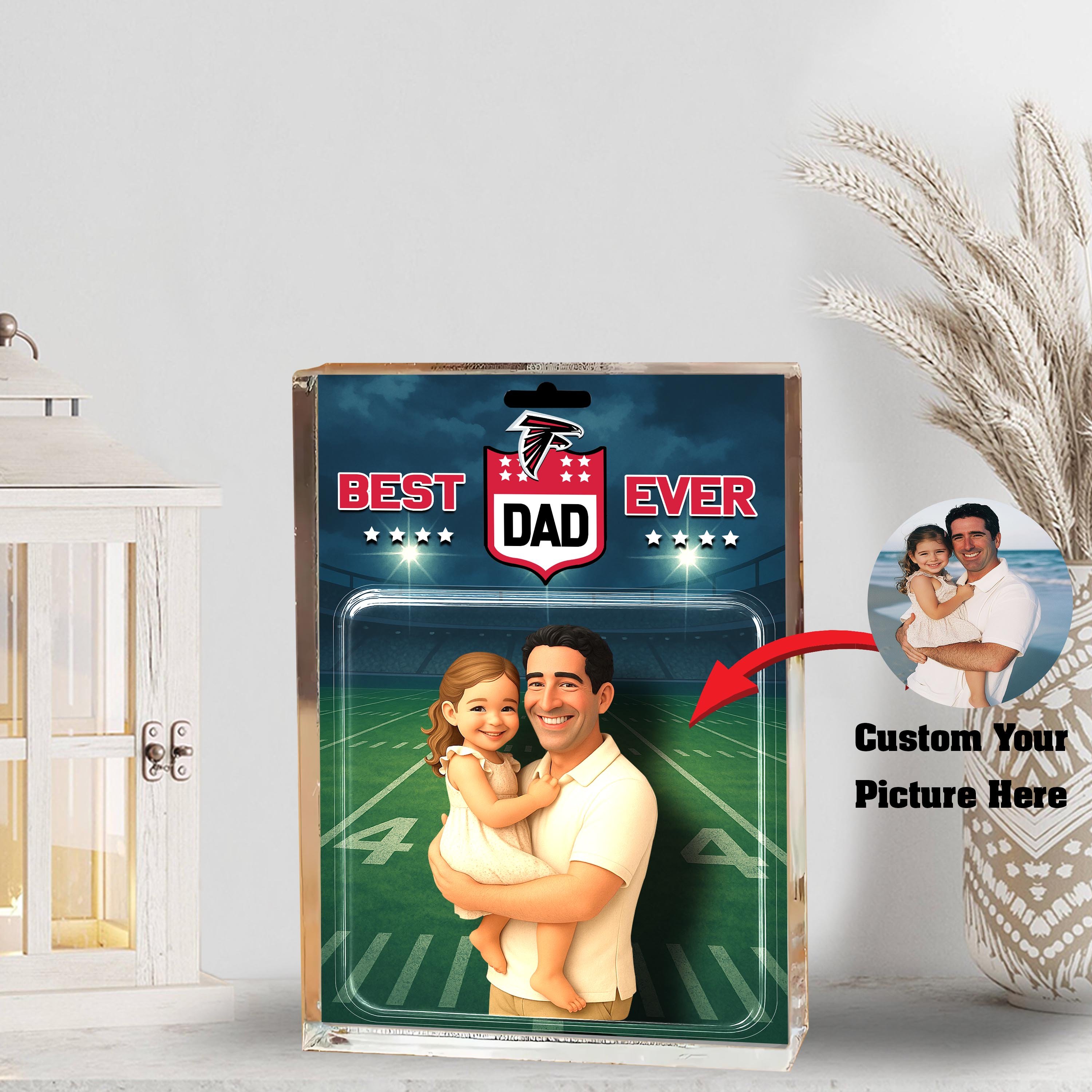 Atlanta Falcons Best Dad Shape Acrylic Blocks Custom Your Image , Sport Gifts For Dad, Home Decorations