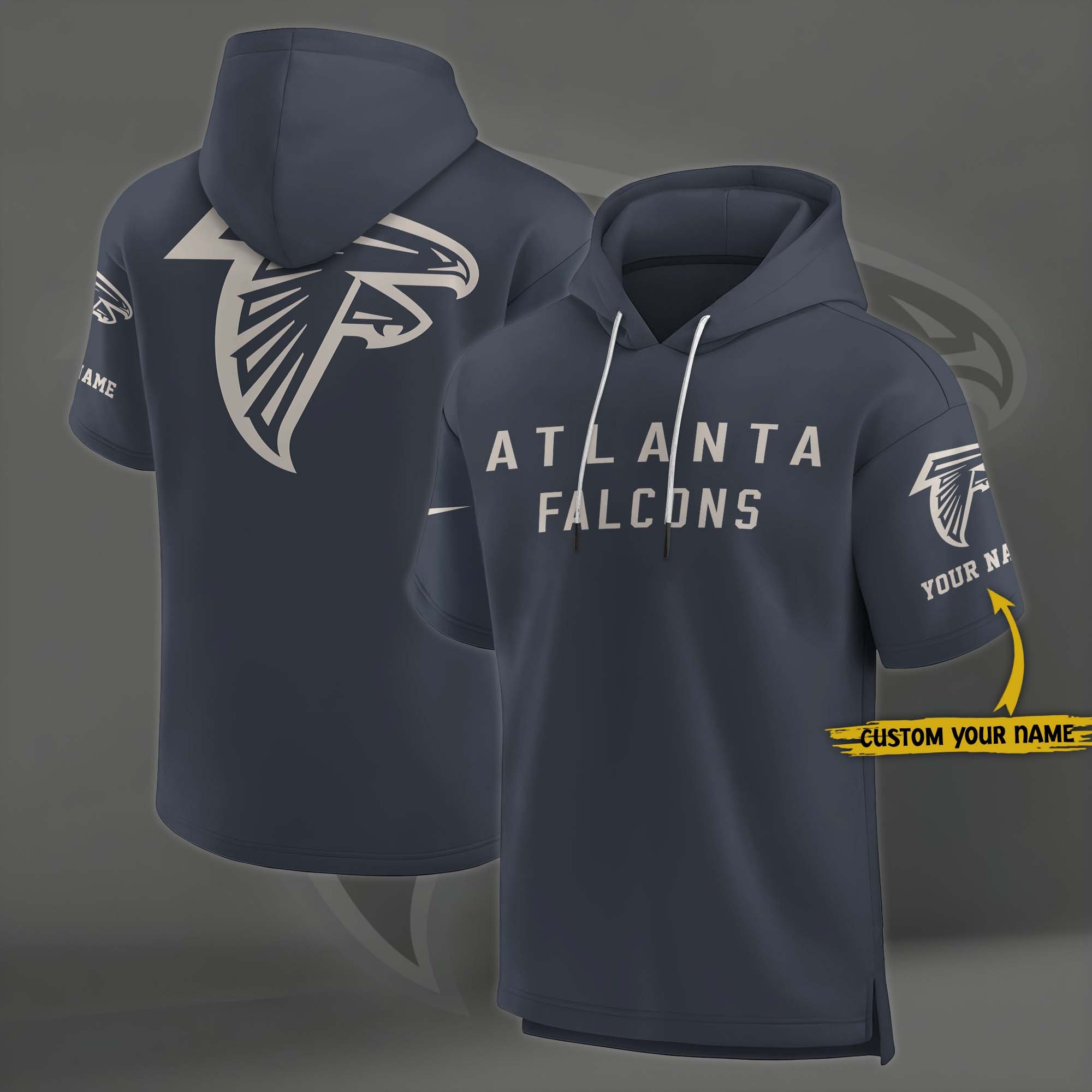 Atlanta Falcons Elements Future Ground Lettering Short Sleeve Pullover Hoodie Custom Name, Gifts For Football Lovers EHIVM 03051158