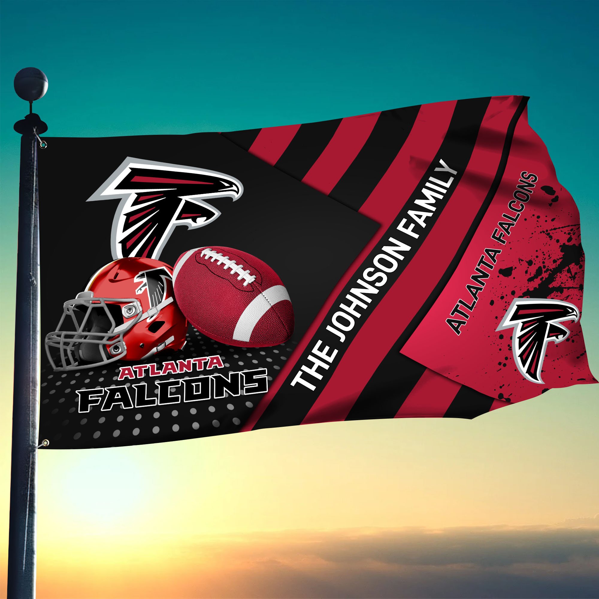 Atlanta Falcons Flag 3X5ft 4X6ft Custom Your Family Name, Sport Team Flag, Sport Gifts