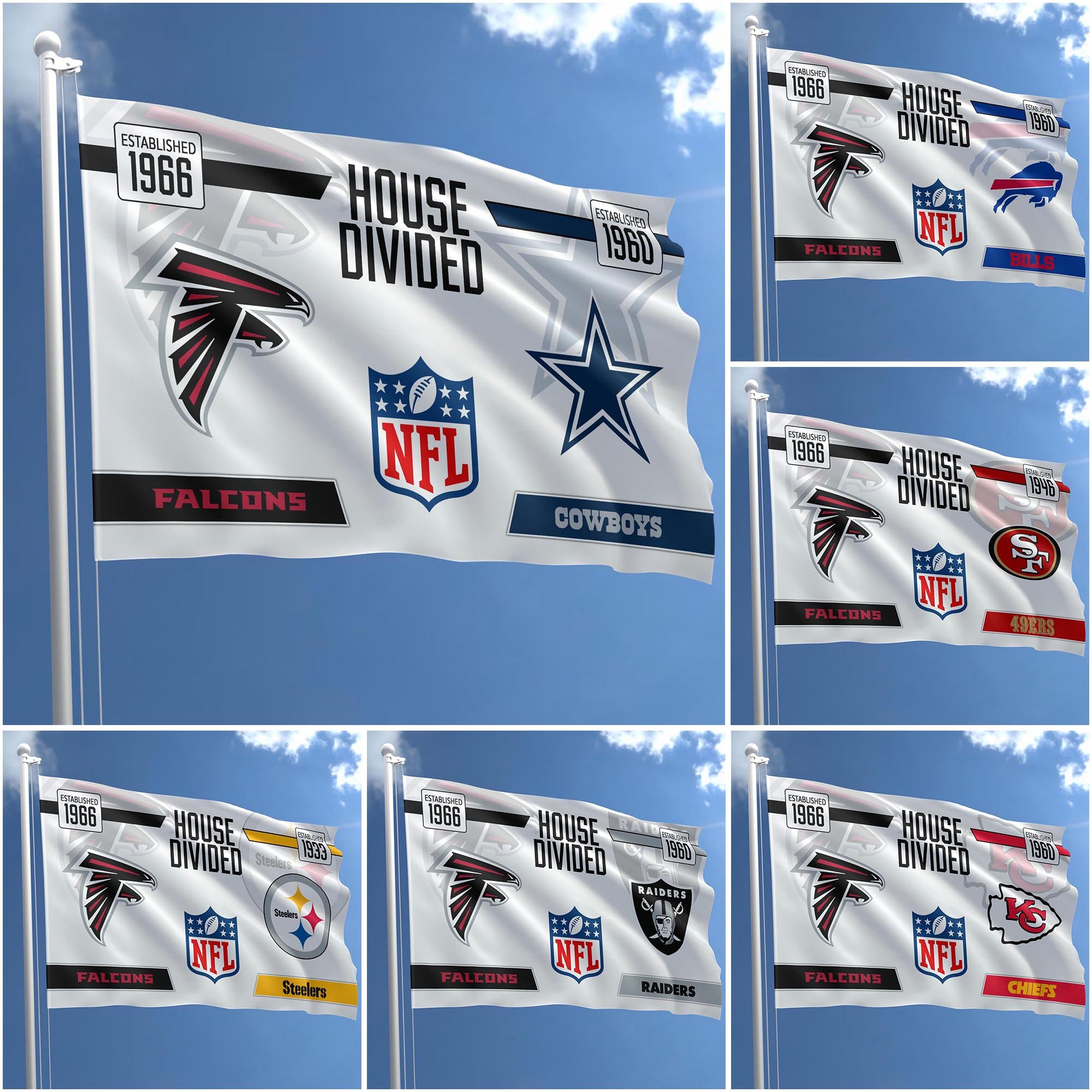 Atlanta Falcons Flag 3X5ft Choose Any Team, House Divided Flag, Home Decors