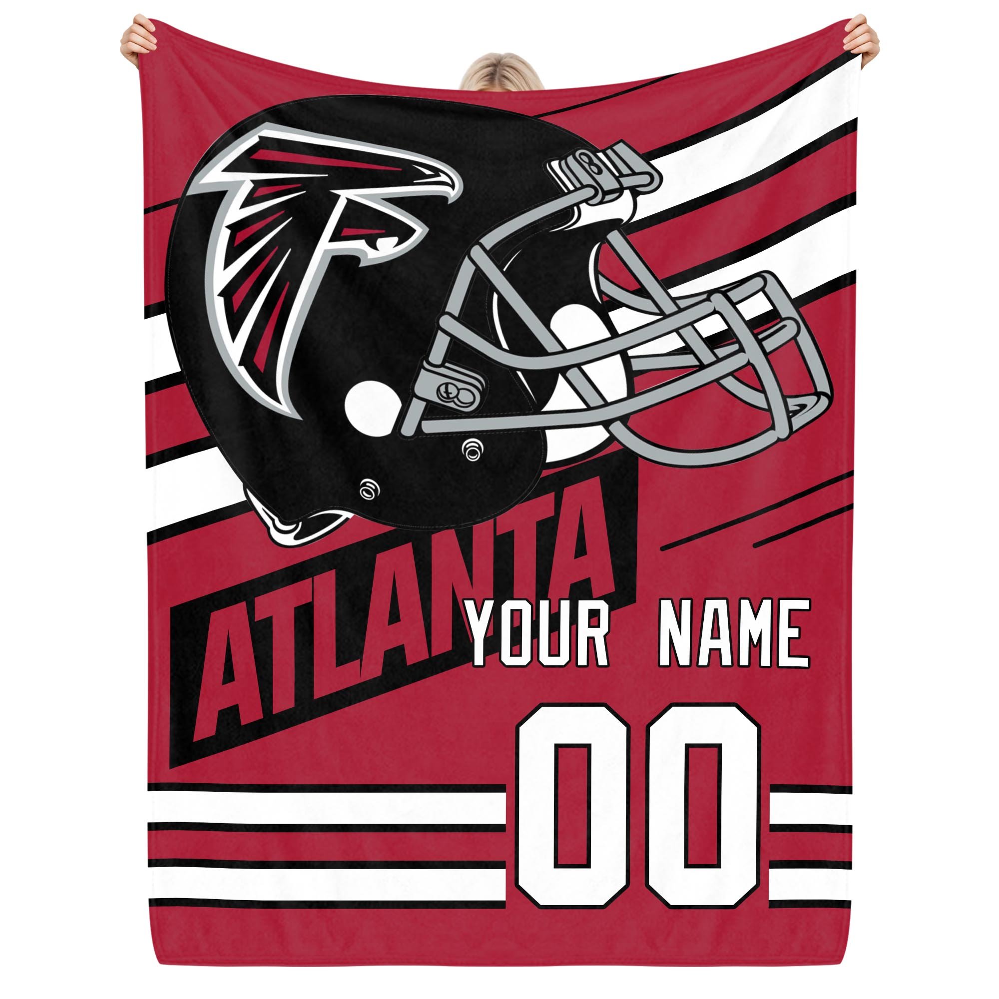 Atlanta Falcons Fleece Blanket Custom Name And Number, Sport Blanket For Fans